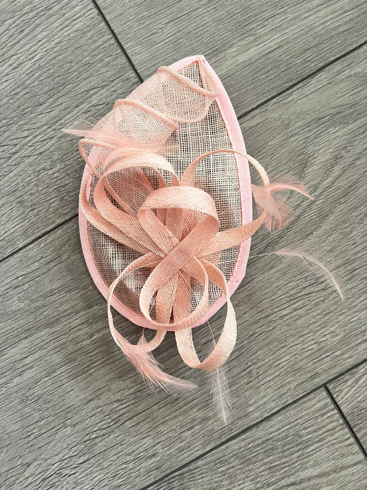 Baby Pink Teardrop Fascinator with Curled Sinamay Loops-Fascinators Direct