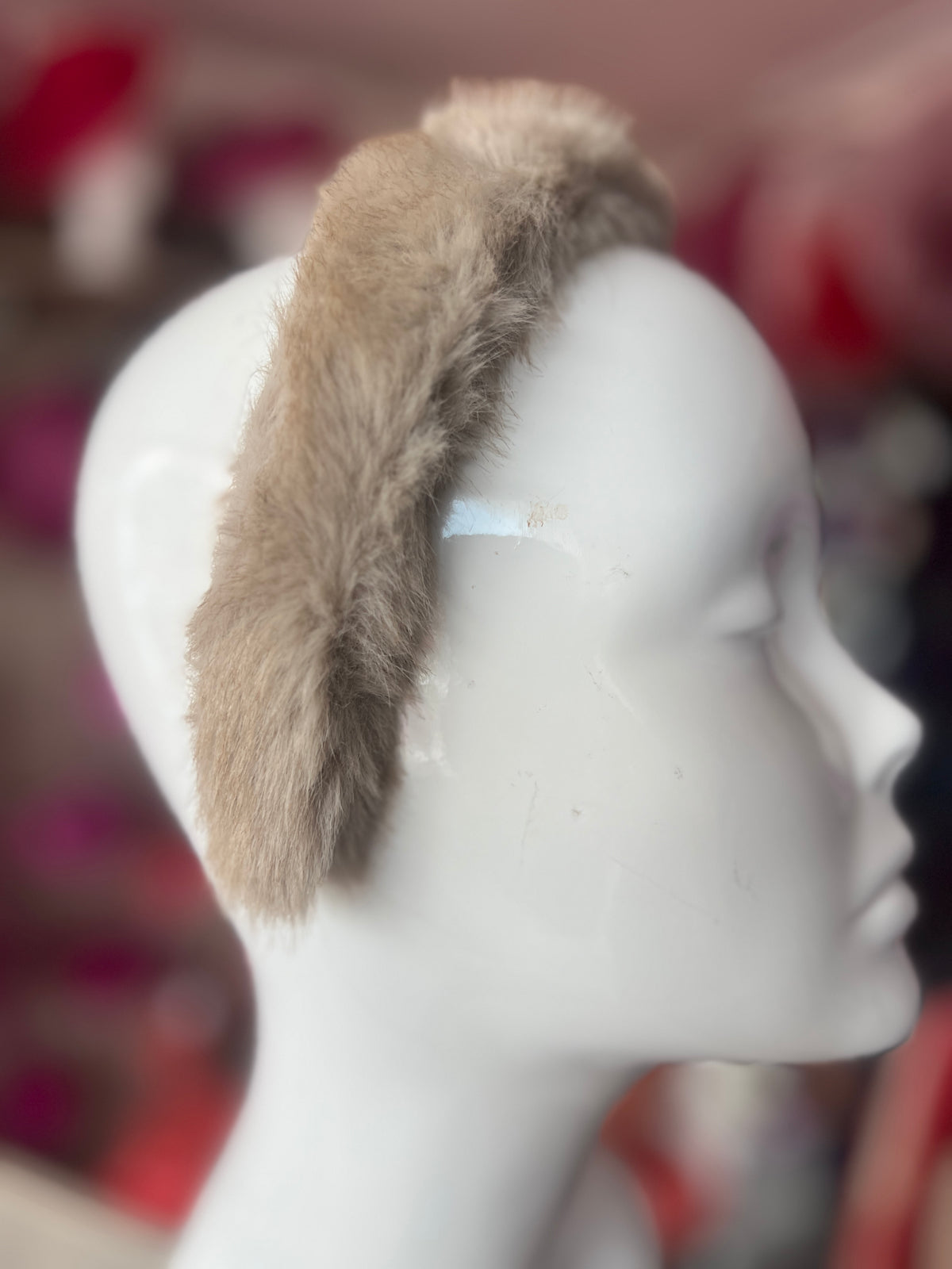 Beige Faux Fur Alice Band-Fascinators Direct