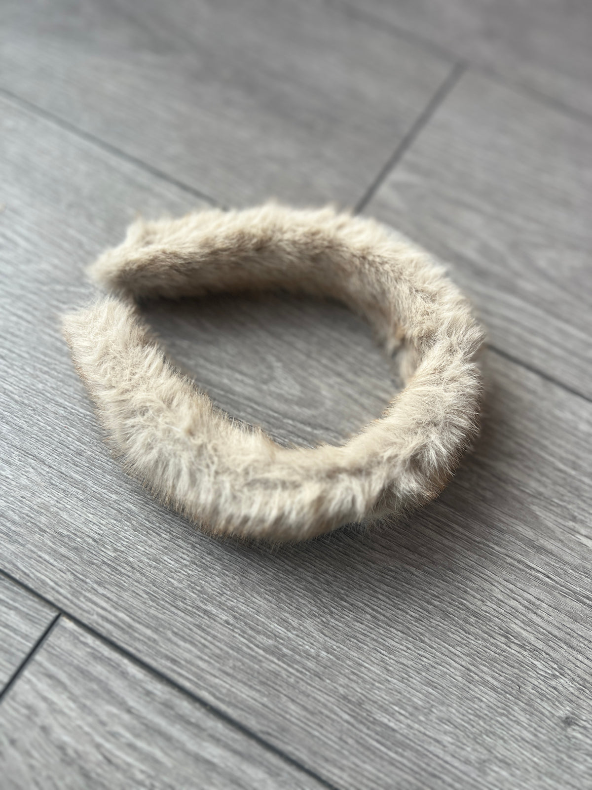 Beige Faux Fur Alice Band-Fascinators Direct