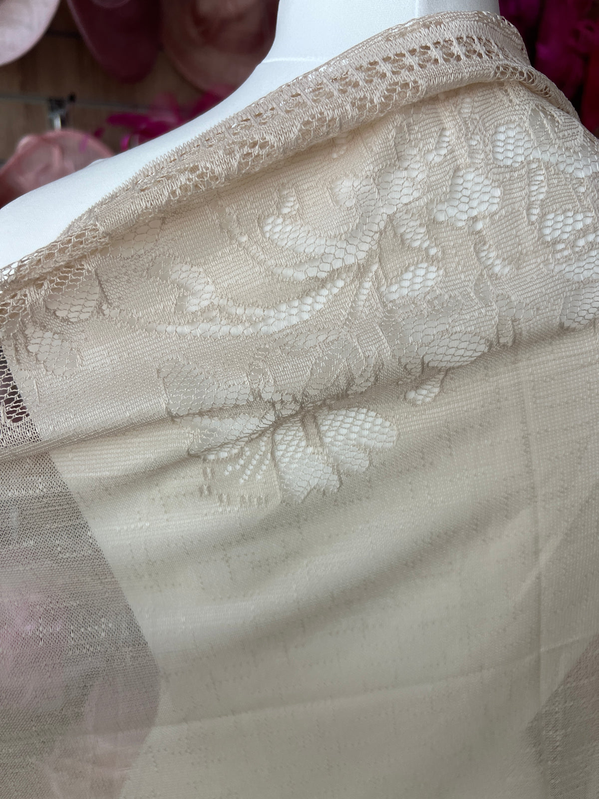 Beige Lace Shawl-Fascinators Direct