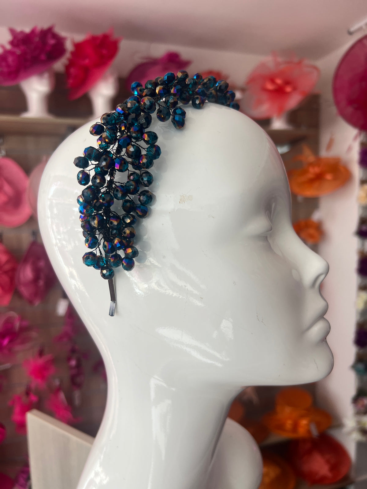 Black AB Crystal Headband Fascinator-Fascinators Direct