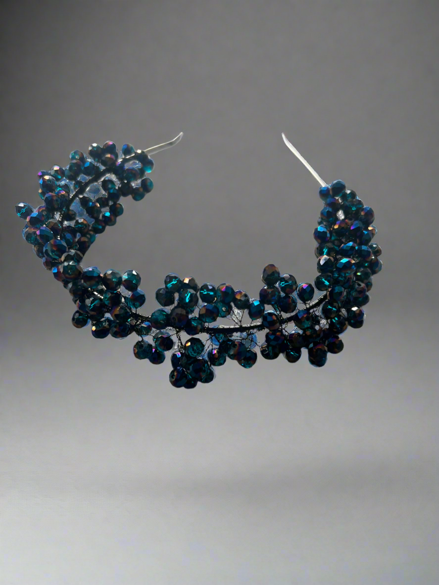 Black AB Crystal Headband Fascinator-Fascinators Direct