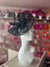 Black Asymmetric Disc Fascinator With Feathers-Fascinators Direct