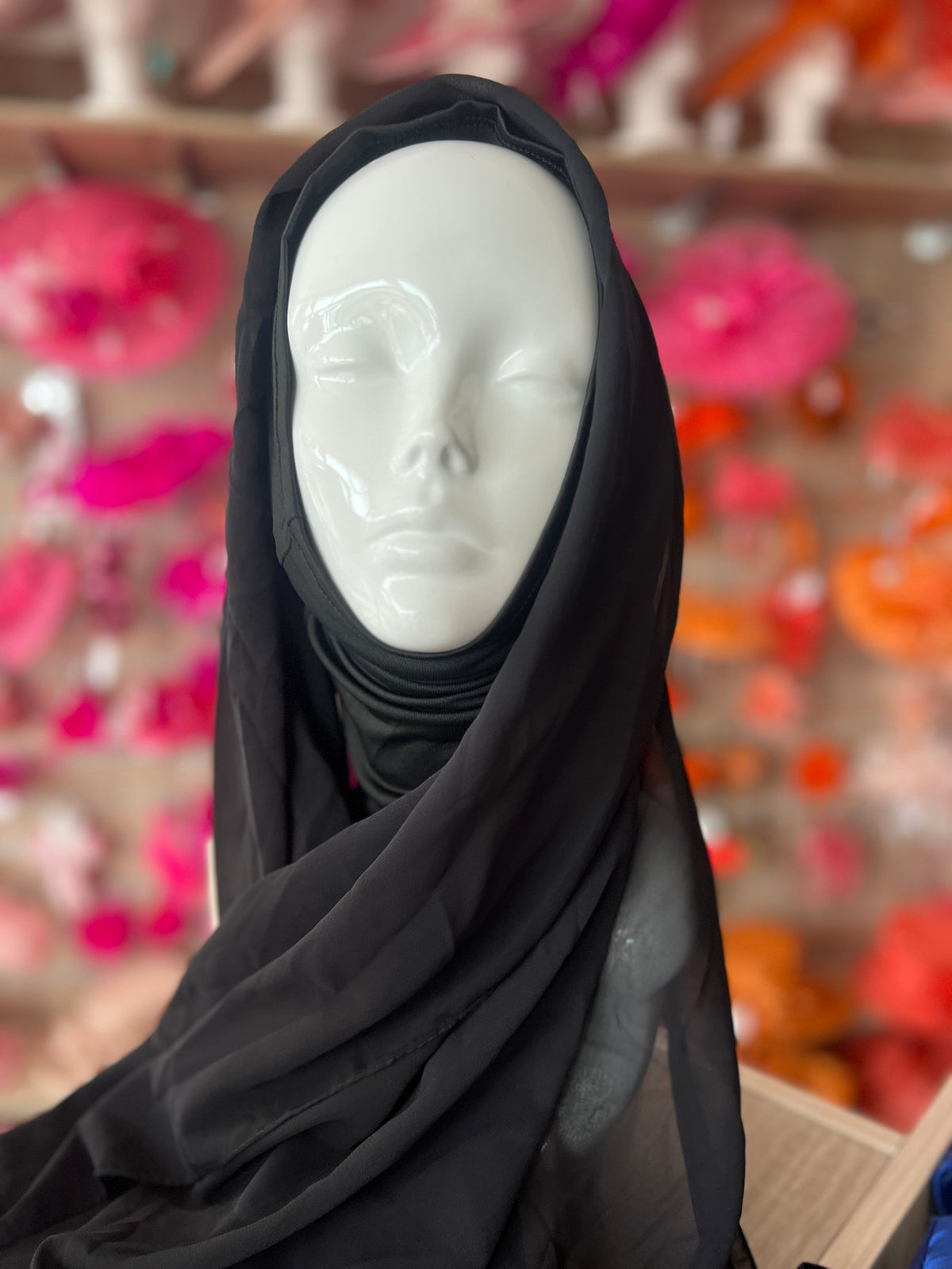 Black Chiffon Head Wrap Scarf-Fascinators Direct
