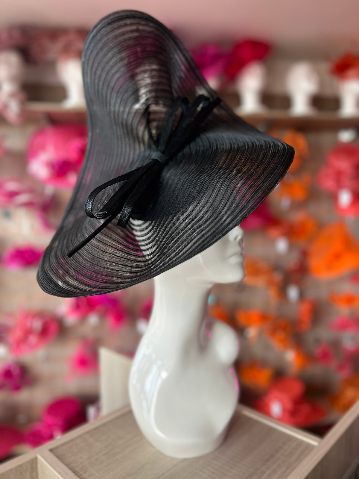 Black Crinoline Hatinator with Bow-Fascinators Direct