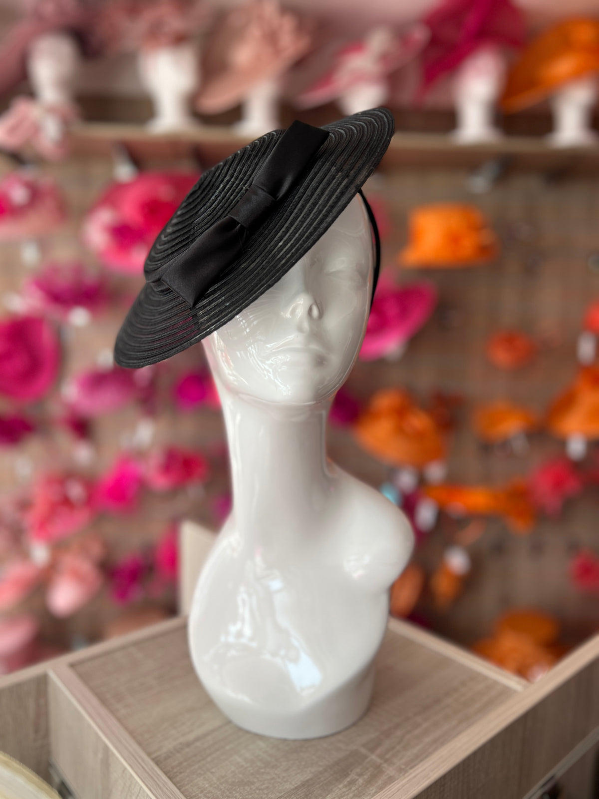 Black Crinoline Saucer Fascinator With Bow