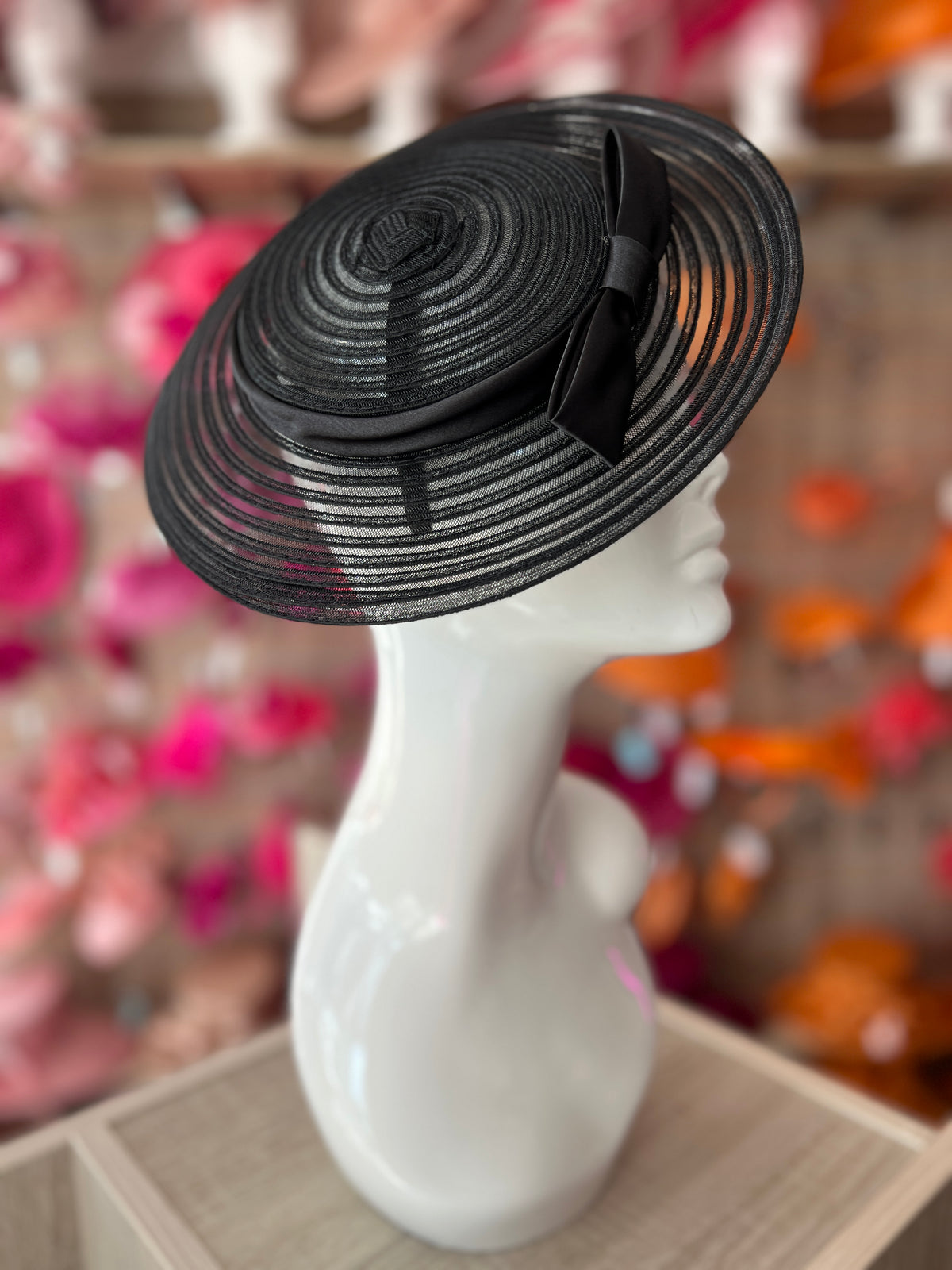 Black Crinoline Saucer Fascinator With Bow