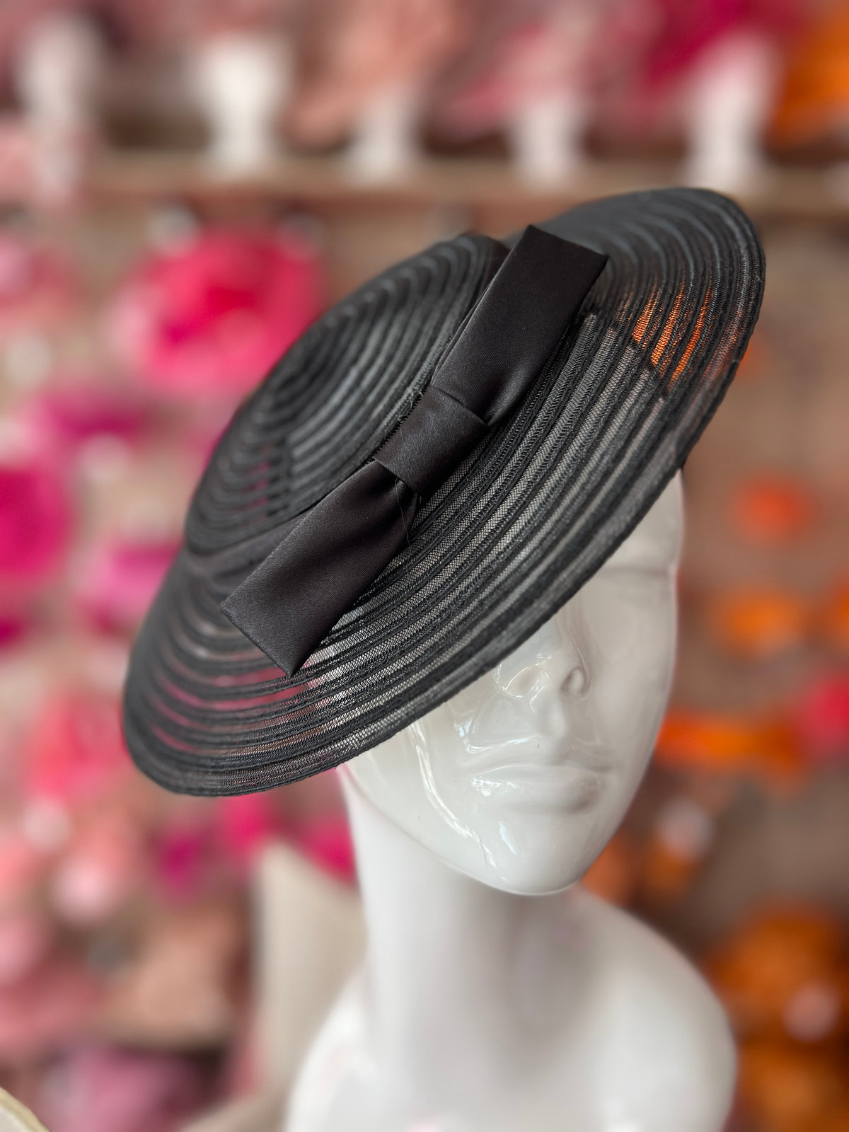 Black Crinoline Saucer Fascinator With Bow