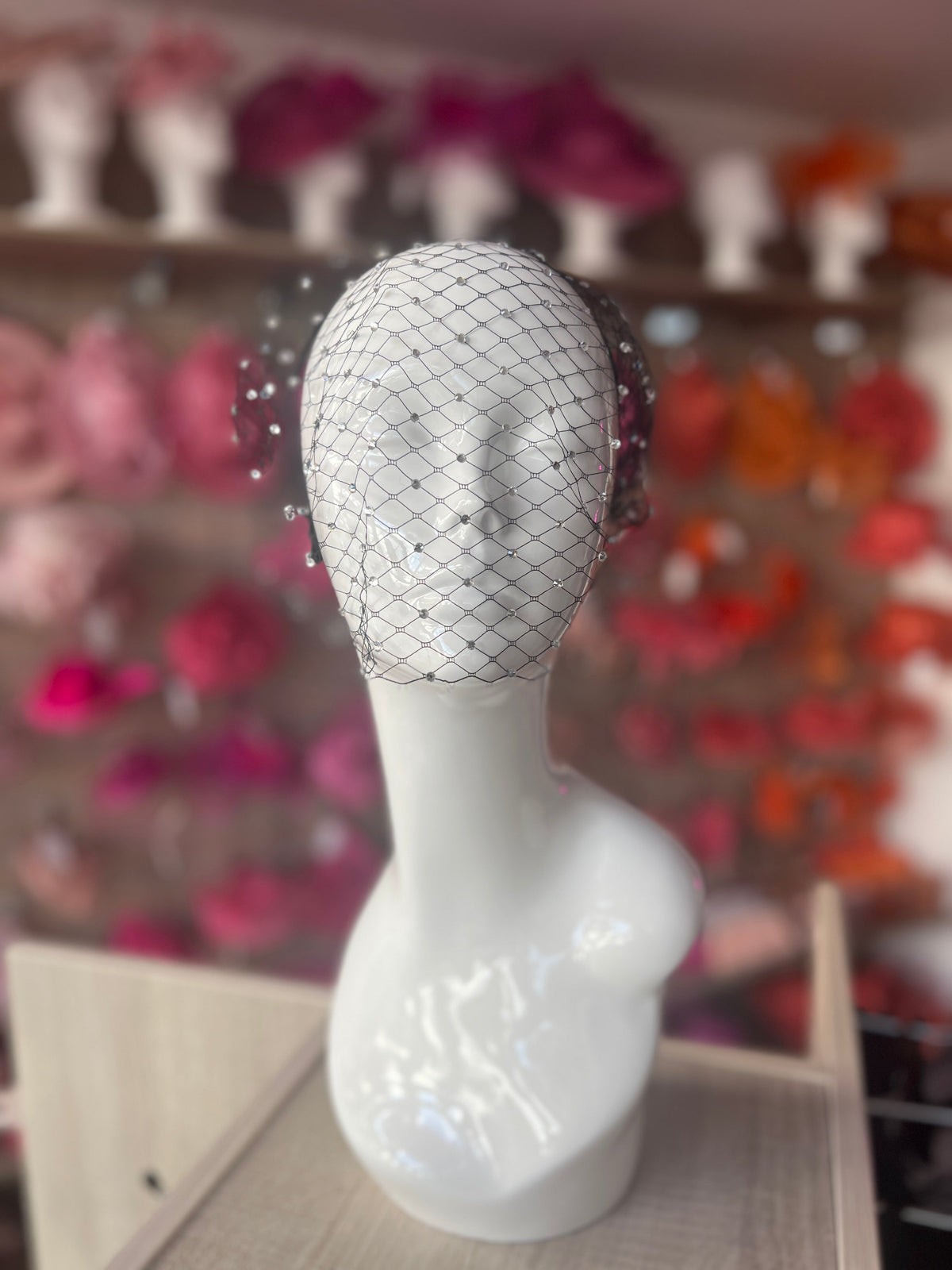 Black Crystal Bridal Birdcage Veil-Fascinators Direct