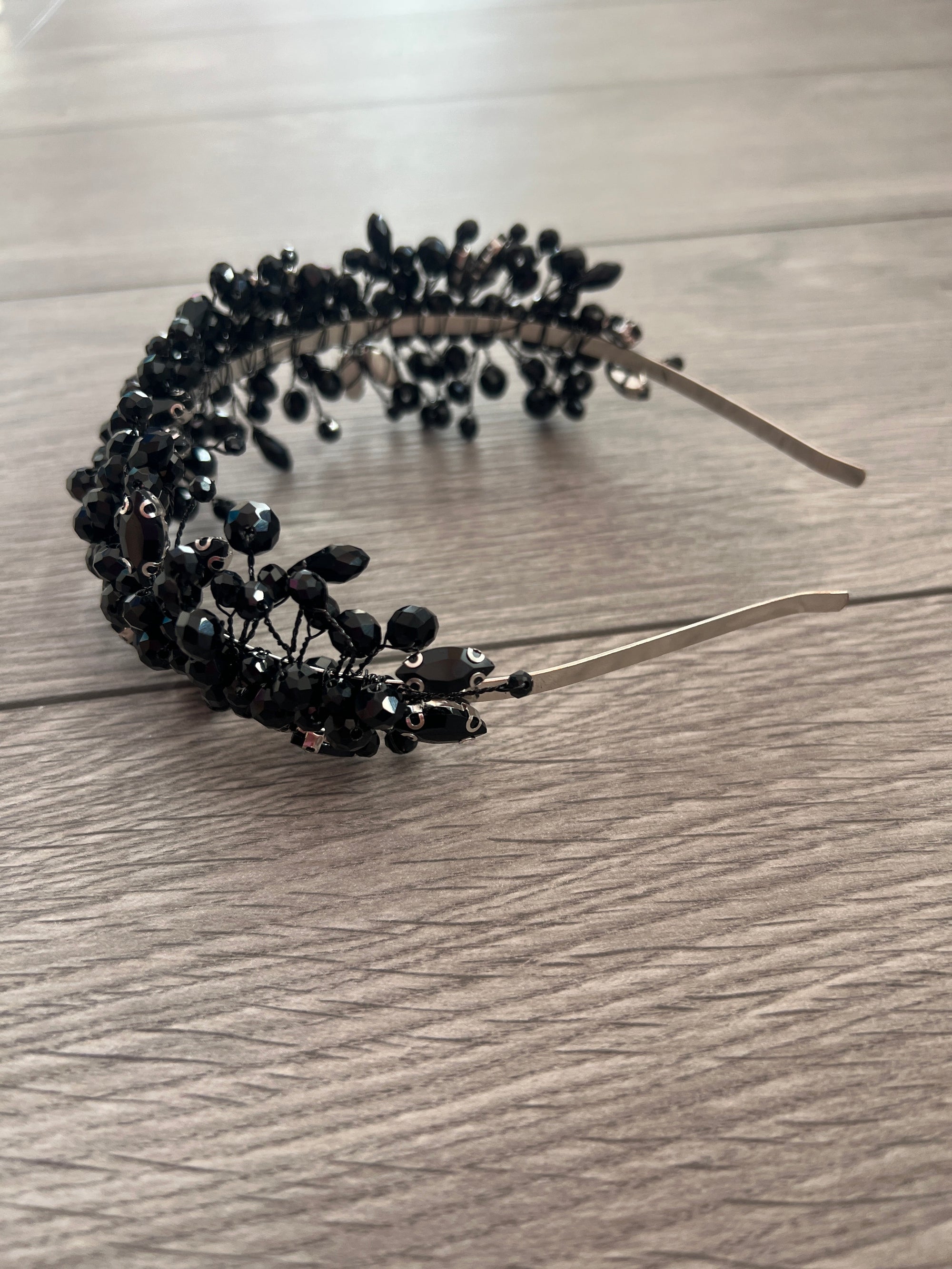 Black Crystal Headband Fascinator-Fascinators Direct