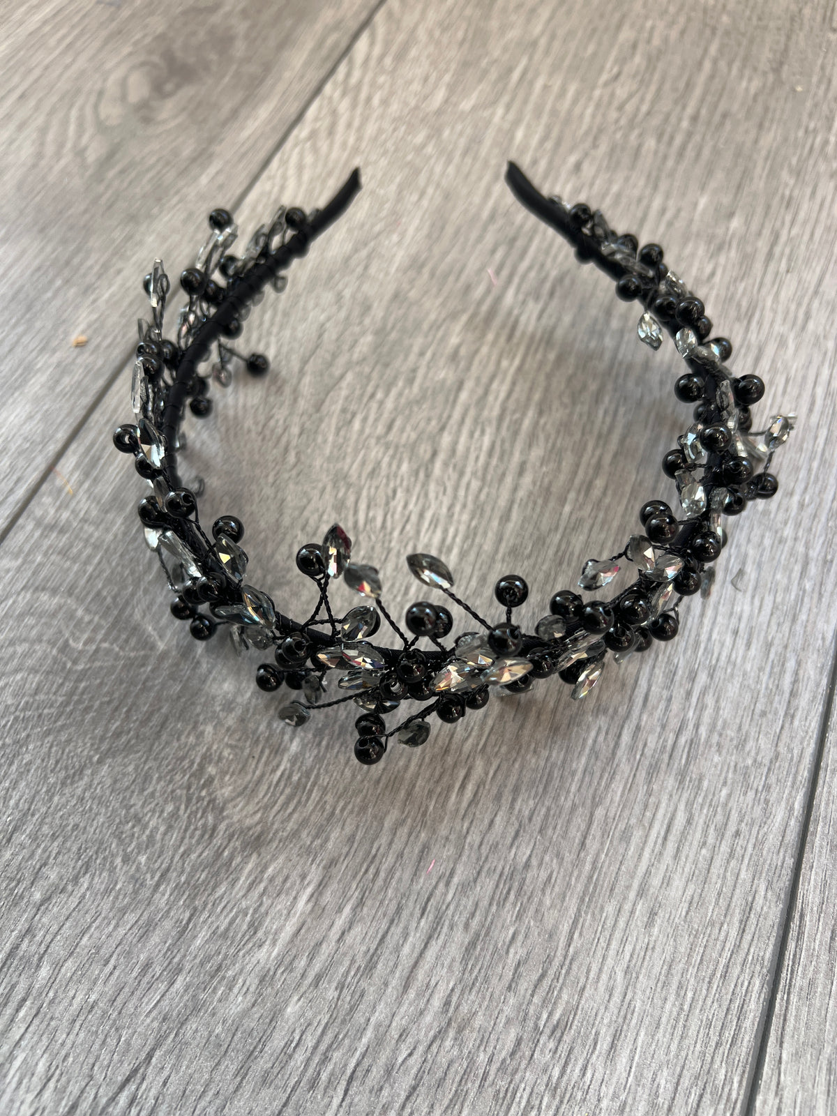 Black Crystal Headband Fascinator-Fascinators Direct