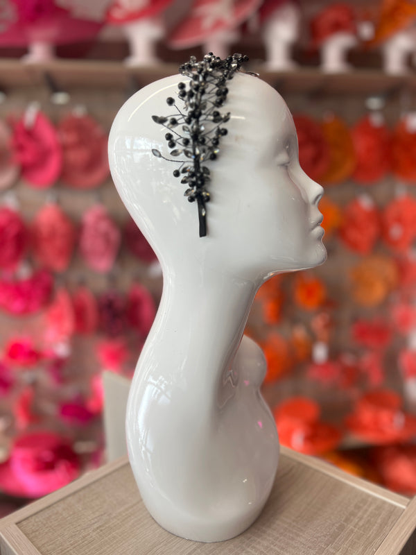 Black Crystal Headband Fascinator