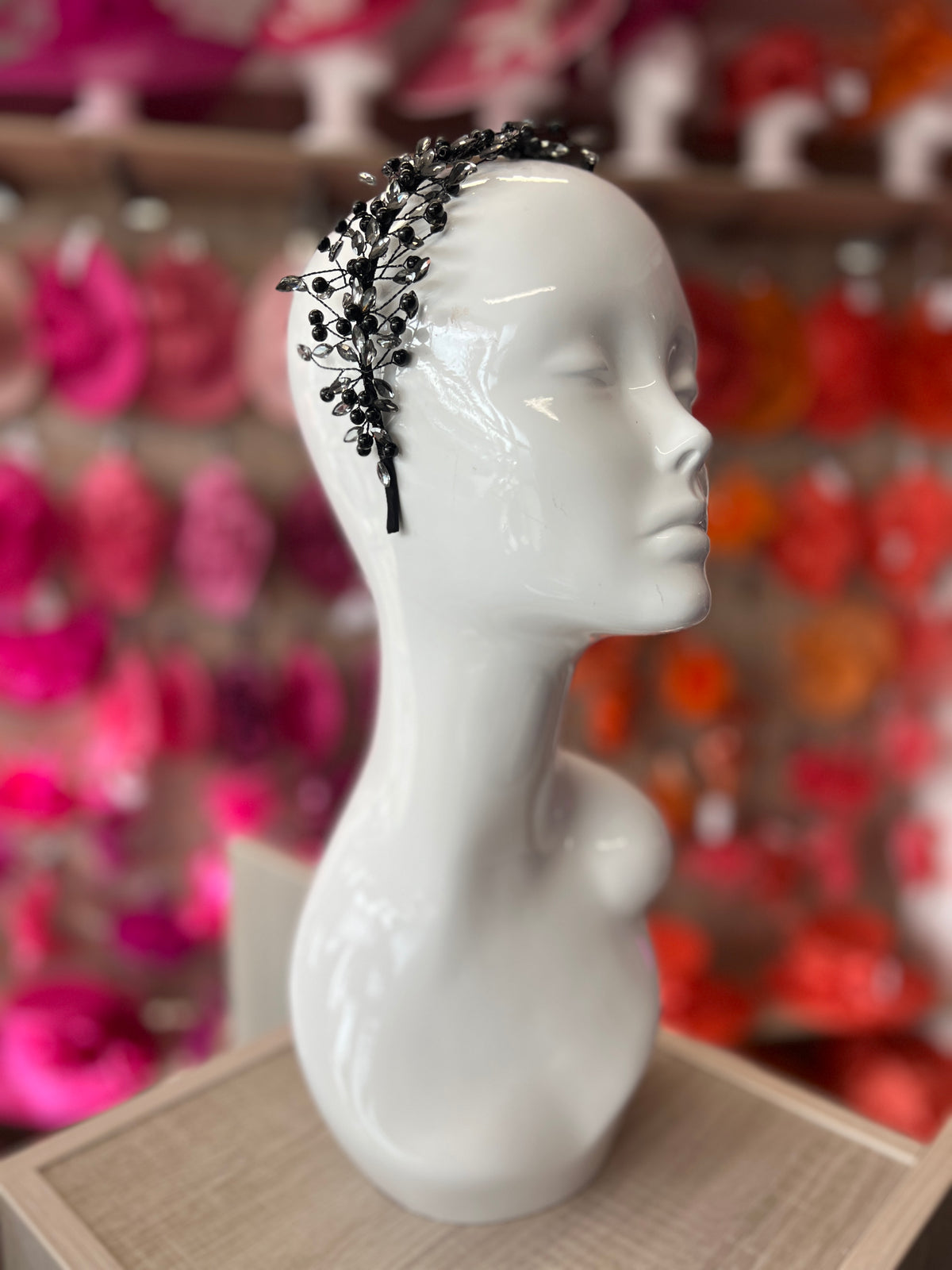 Black Crystal Headband Fascinator-Fascinators Direct