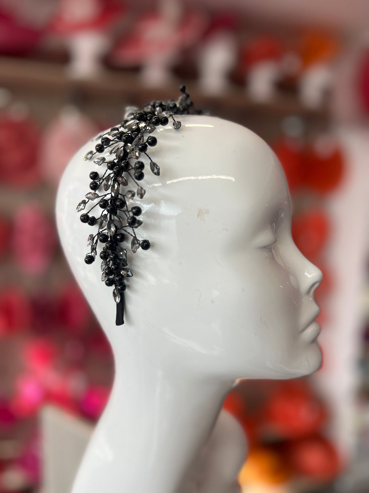 Black Crystal Headband Fascinator-Fascinators Direct