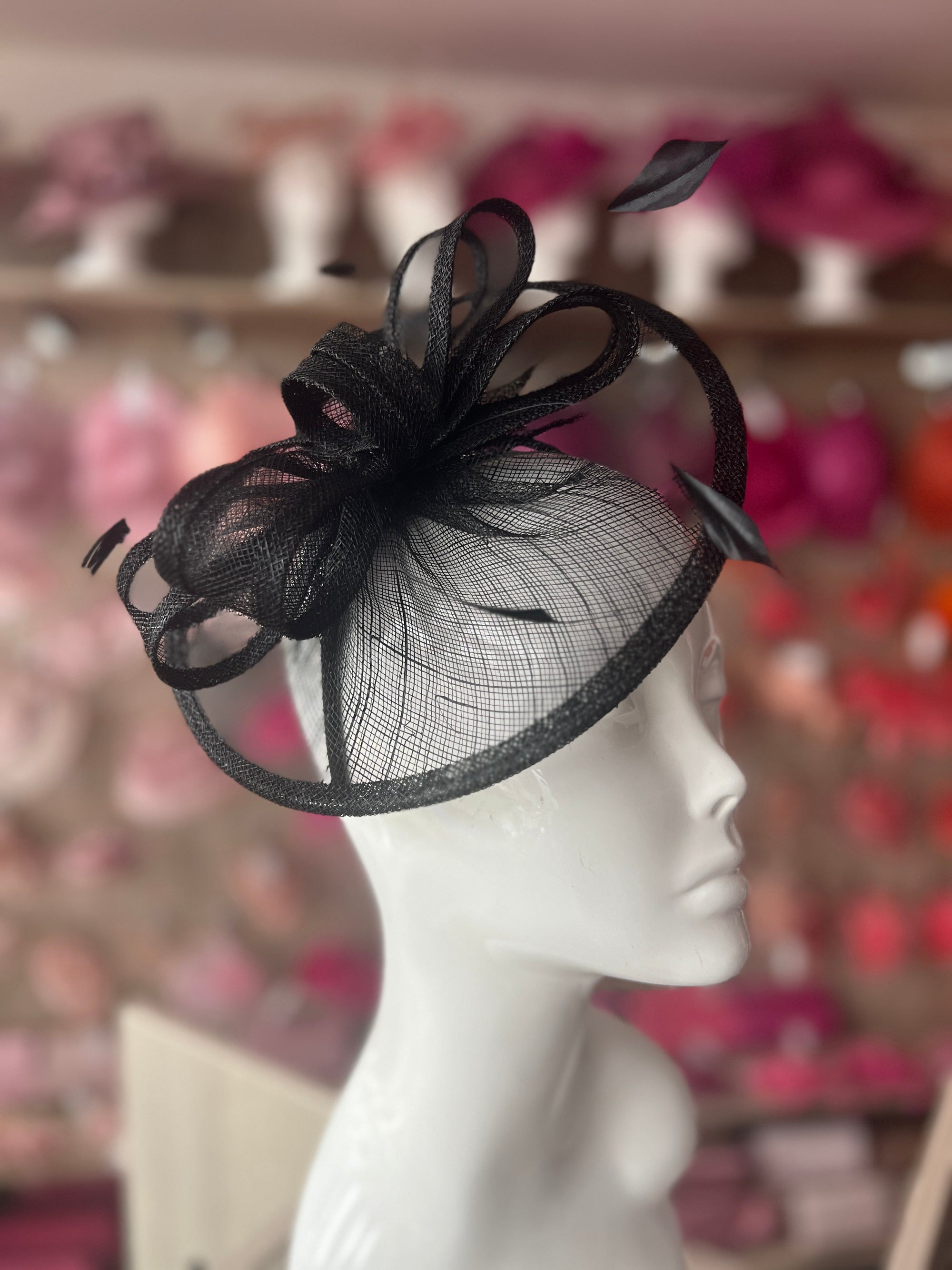 Black Curved Disc Fascinator-Fascinators Direct