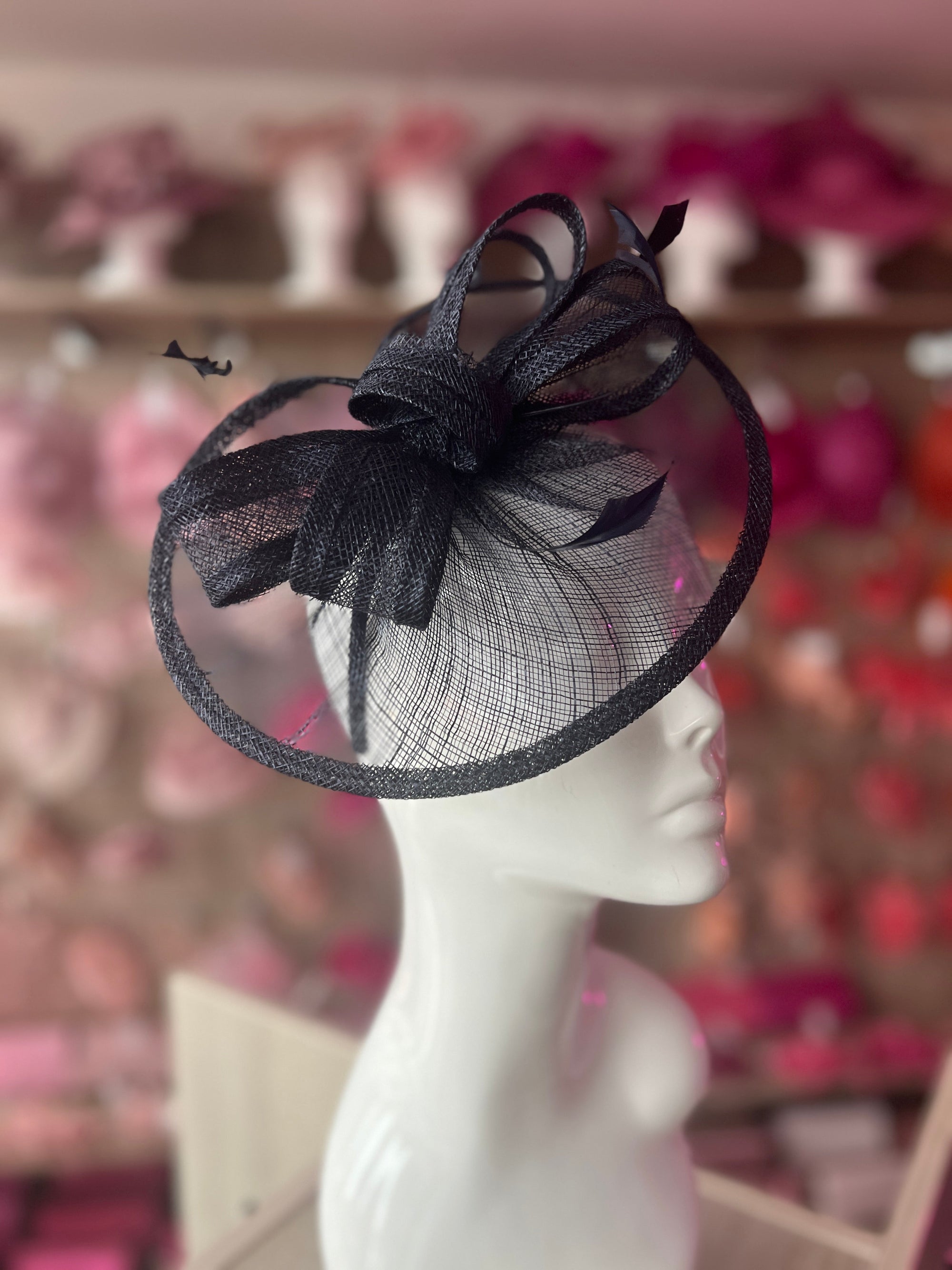 Black Curved Disc Fascinator-Fascinators Direct