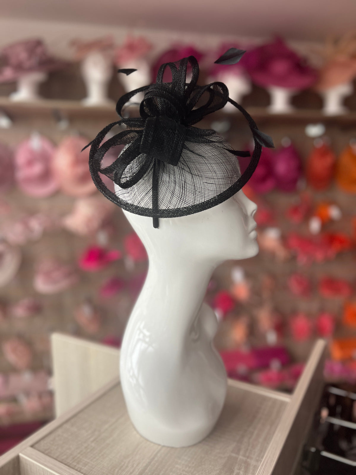 Black Curved Disc Fascinator-Fascinators Direct