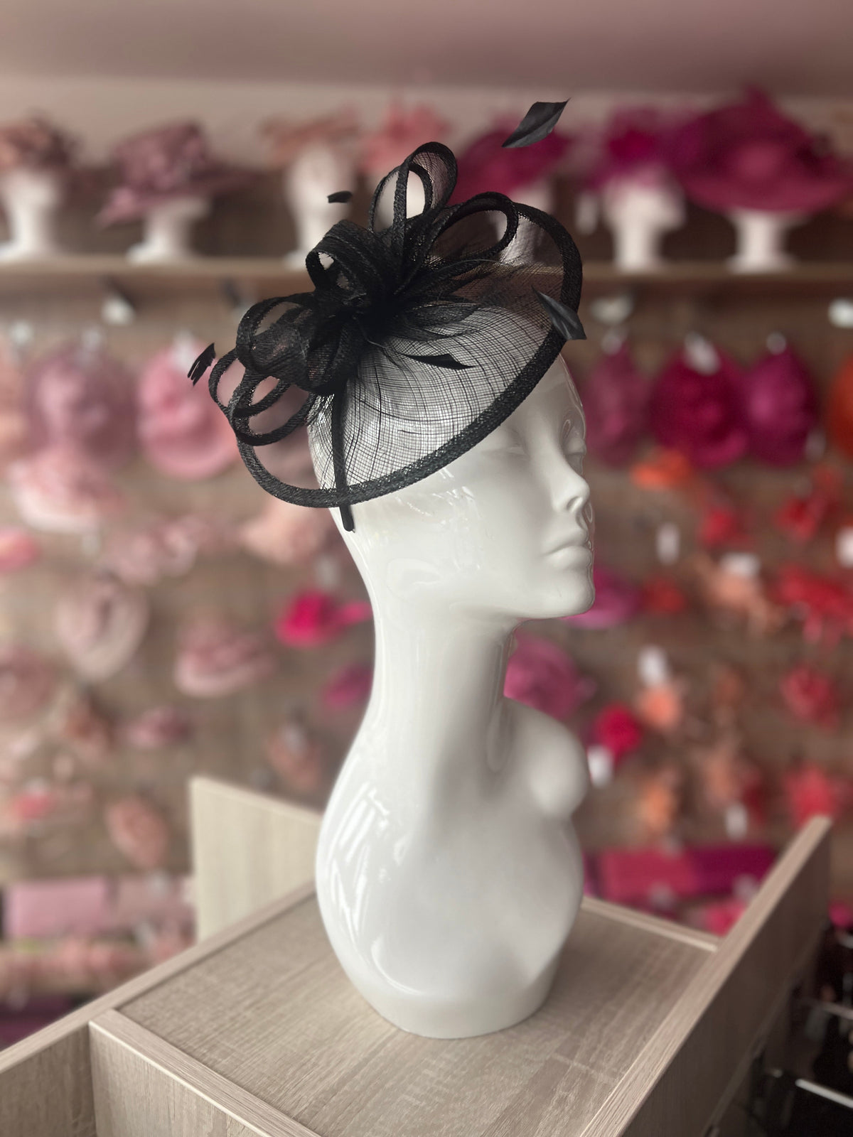 Black Curved Disc Fascinator-Fascinators Direct