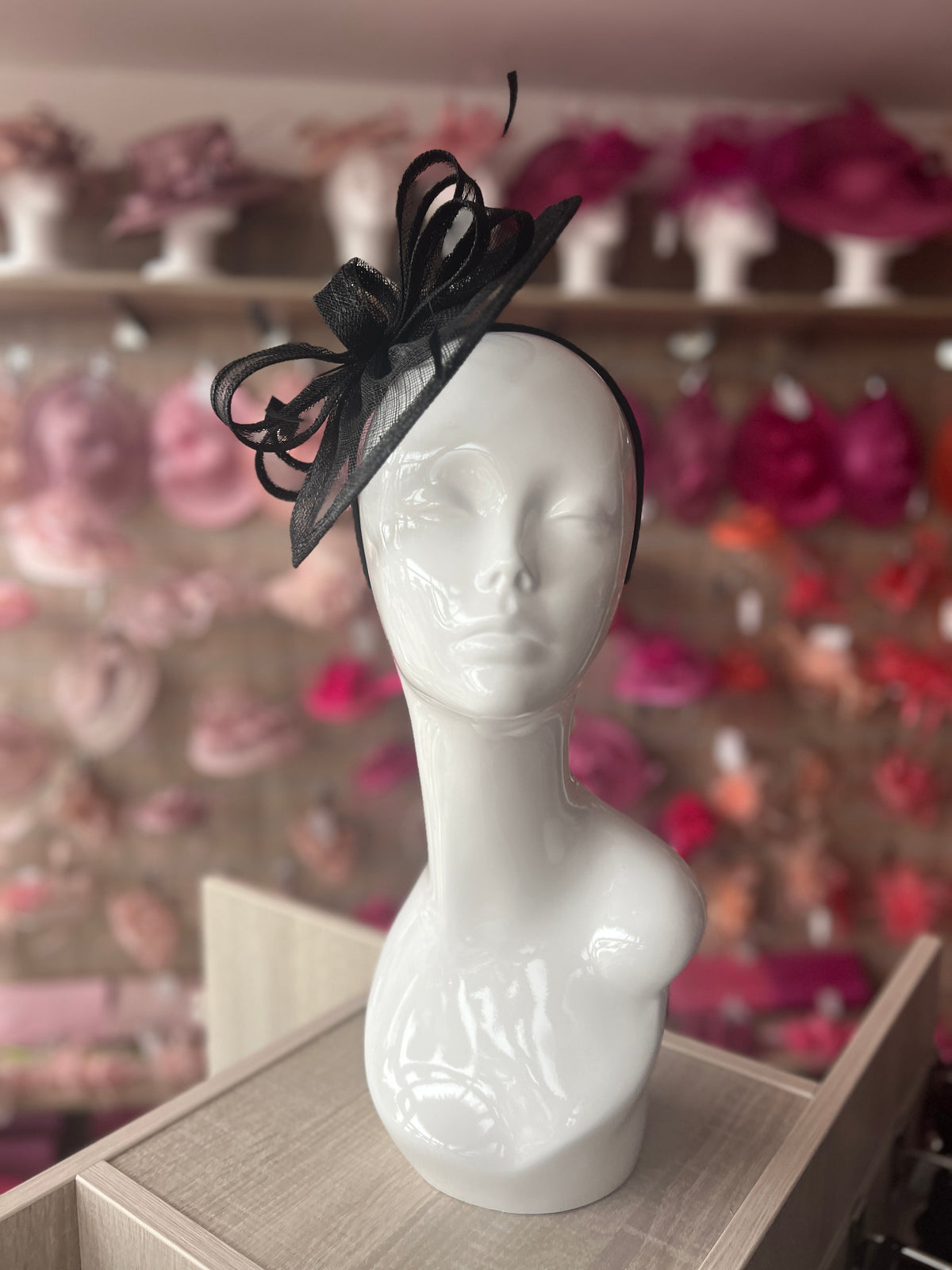 Black Curved Disc Fascinator-Fascinators Direct
