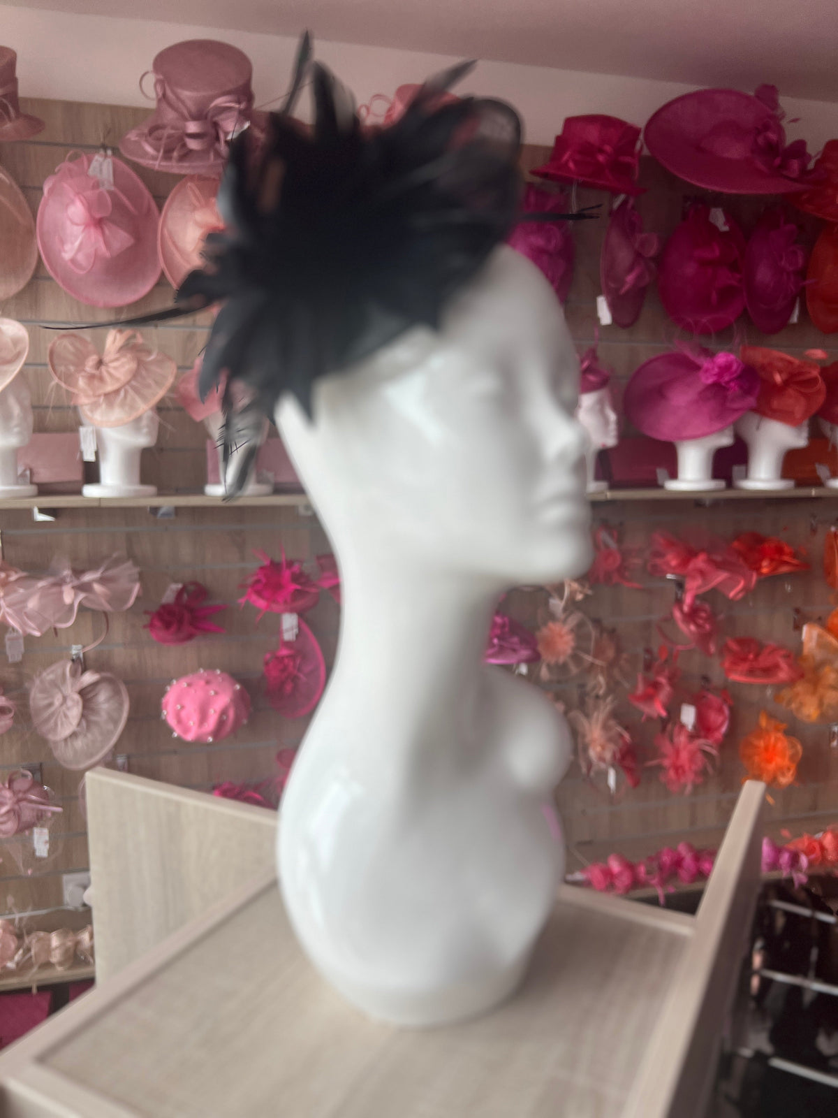 Black Disc Fascinator With Sinamay Bow &amp; Feather Flowers-Fascinators Direct