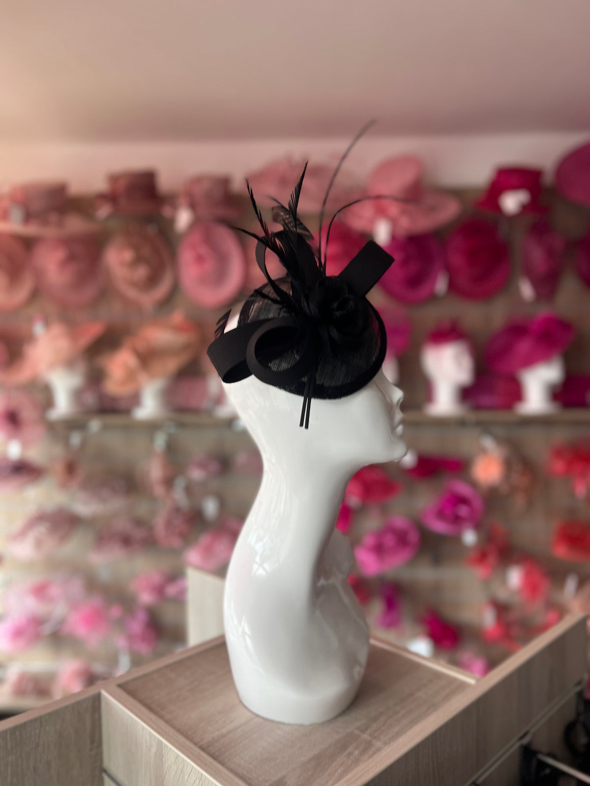 Black Disc Fascinator with Ribbons, Quills &amp; Feathers-Fascinators Direct