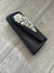 Black Evening Clutch Bag with Silver Diamante Floral Embellishment-Fascinators Direct