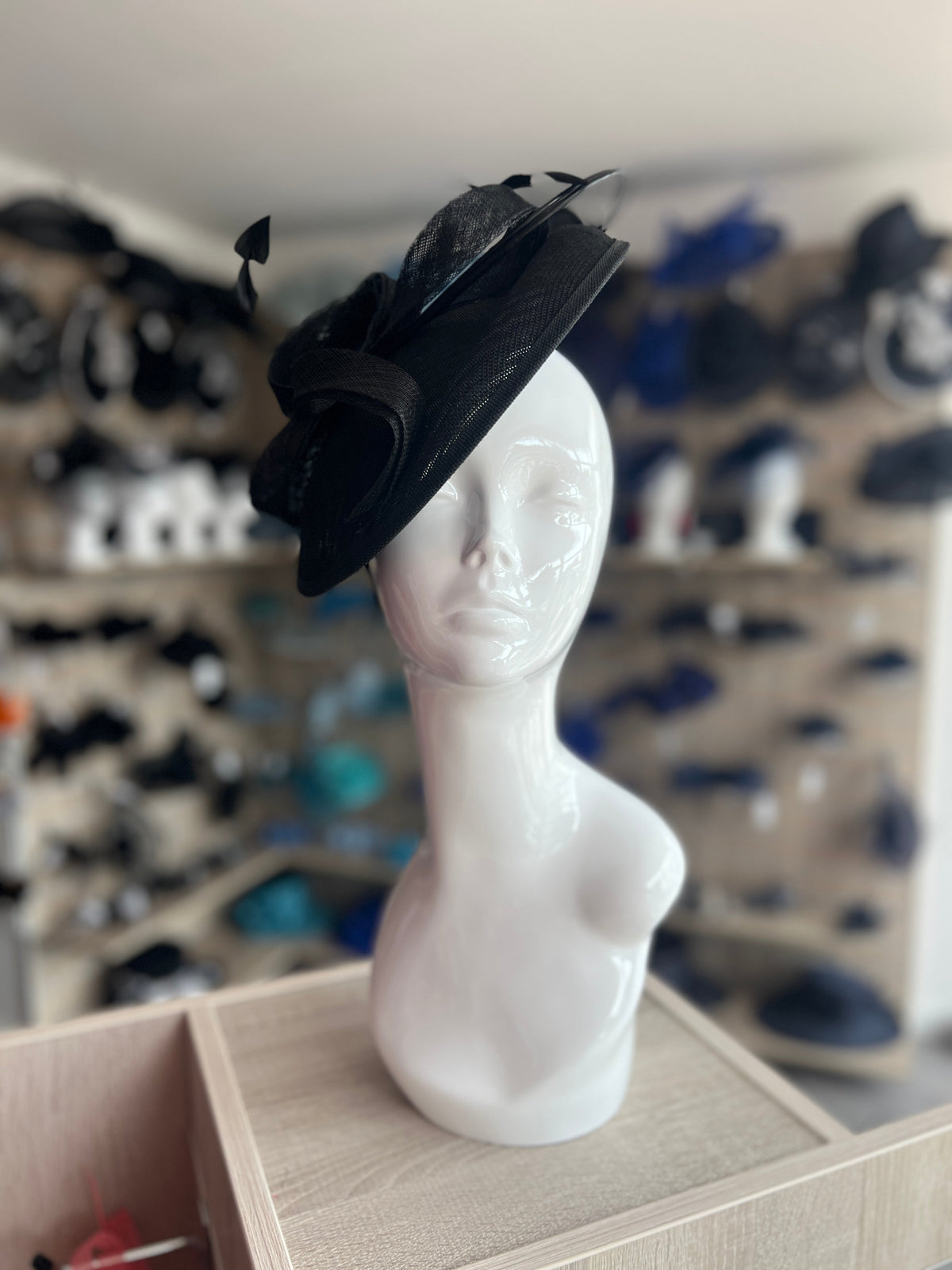 Black Fascinator Hat with Twin Quills &amp; Sinamay Loops-Fascinators Direct