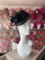 Black Fascinator on Sinamay Disc with Satin Loops-Fascinators Direct