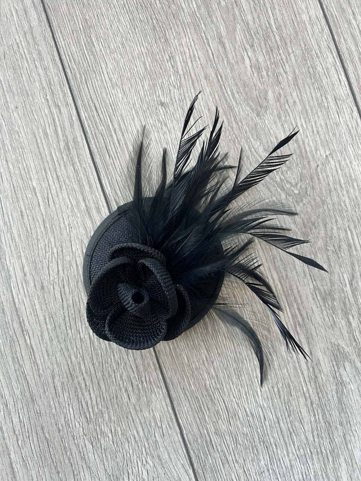 Black Fascinator with Lily Flower &amp; Feathers-Fascinators Direct