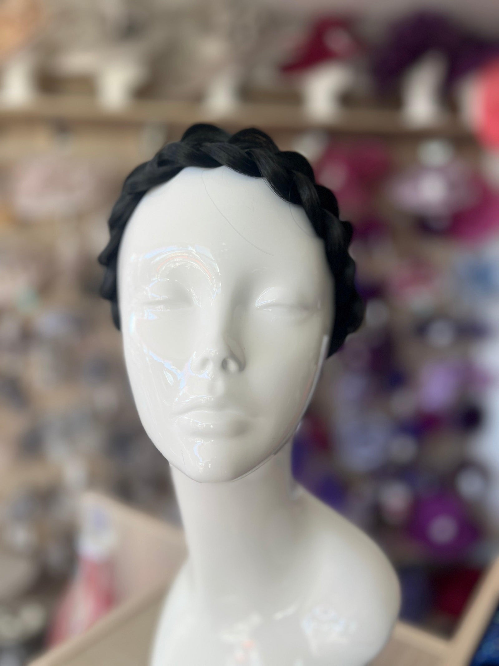 Black Faux Fishtail Braided HeadBand-Fascinators Direct