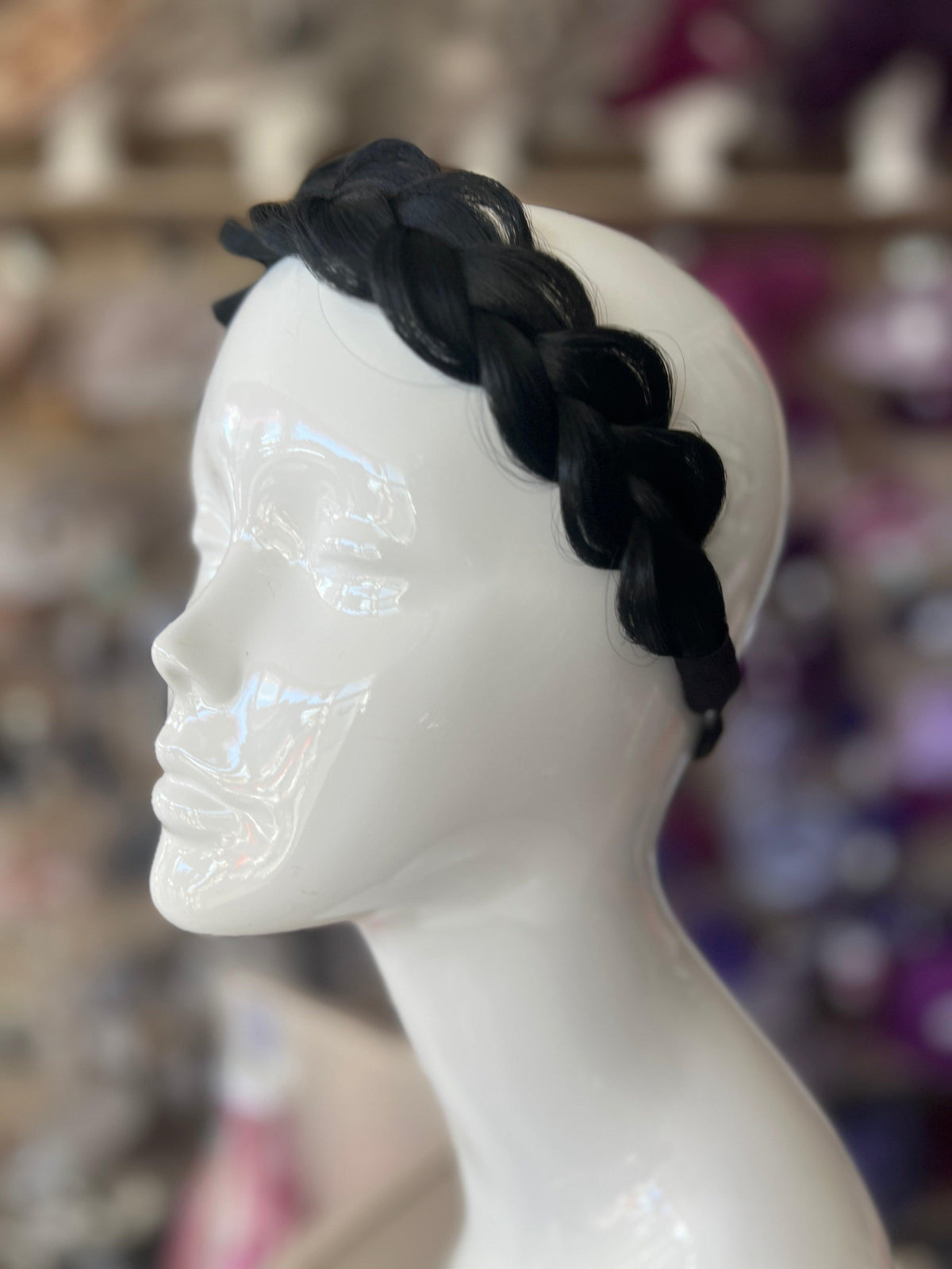 Black Faux Fishtail Braided HeadBand-Fascinators Direct