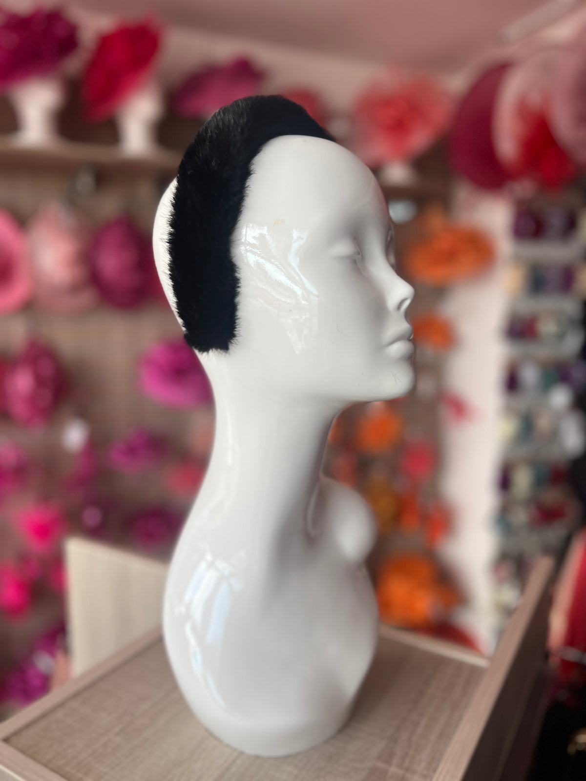 Black Faux Fur Alice Band-Fascinators Direct