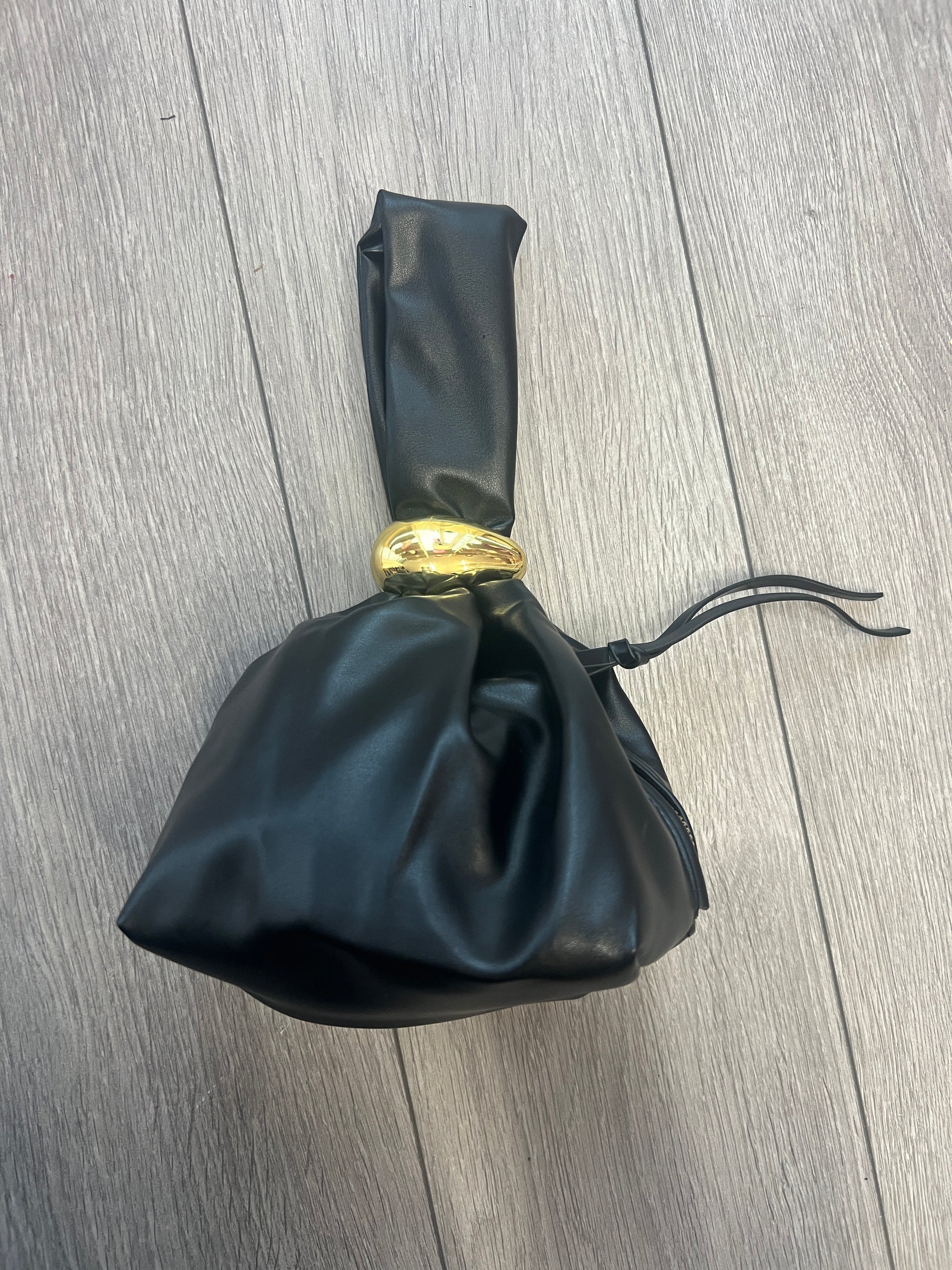 Black Faux Leather Grab Bag-Fascinators Direct