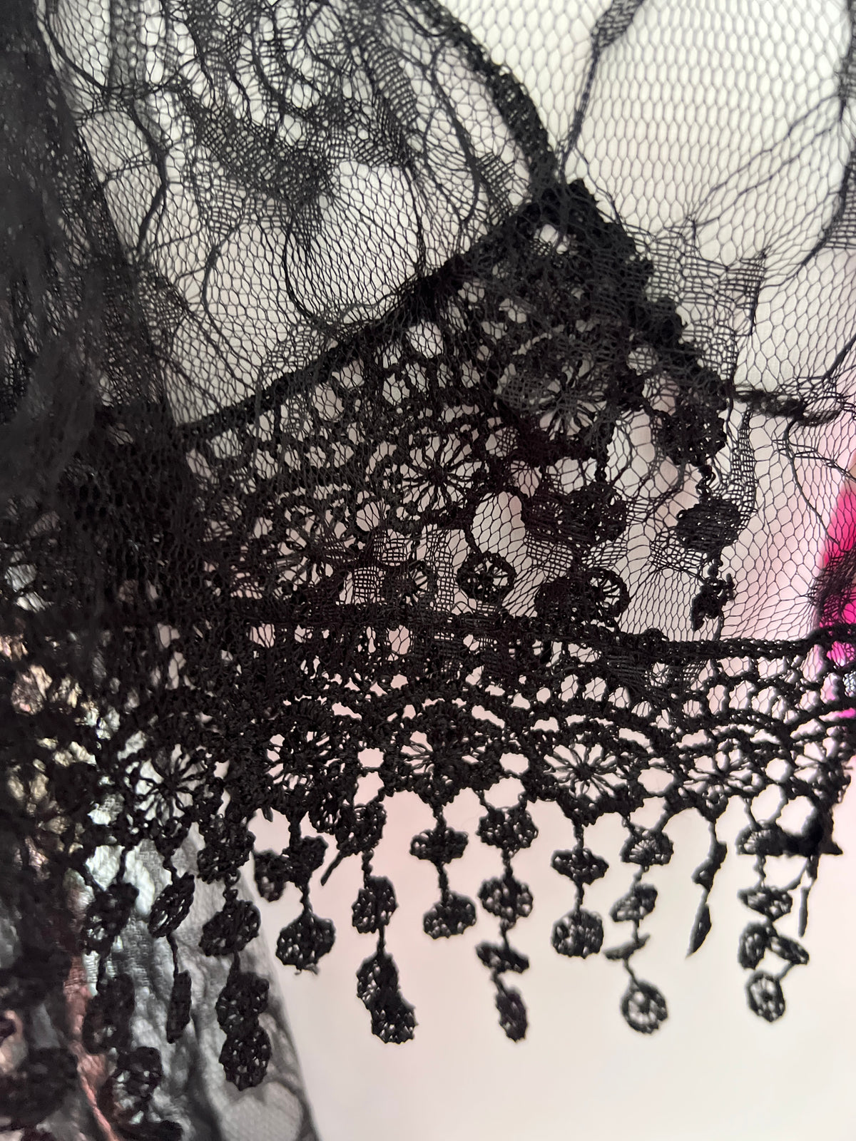 Black Floral Lace Scarf-Fascinators Direct