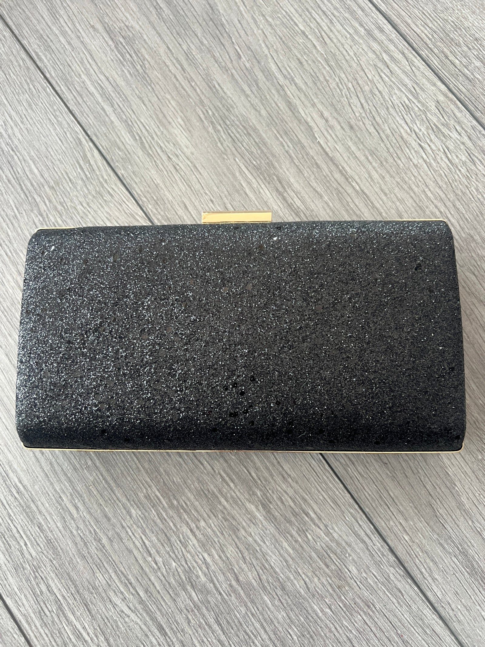 Black Glitter Box Clutch Bag-Fascinators Direct
