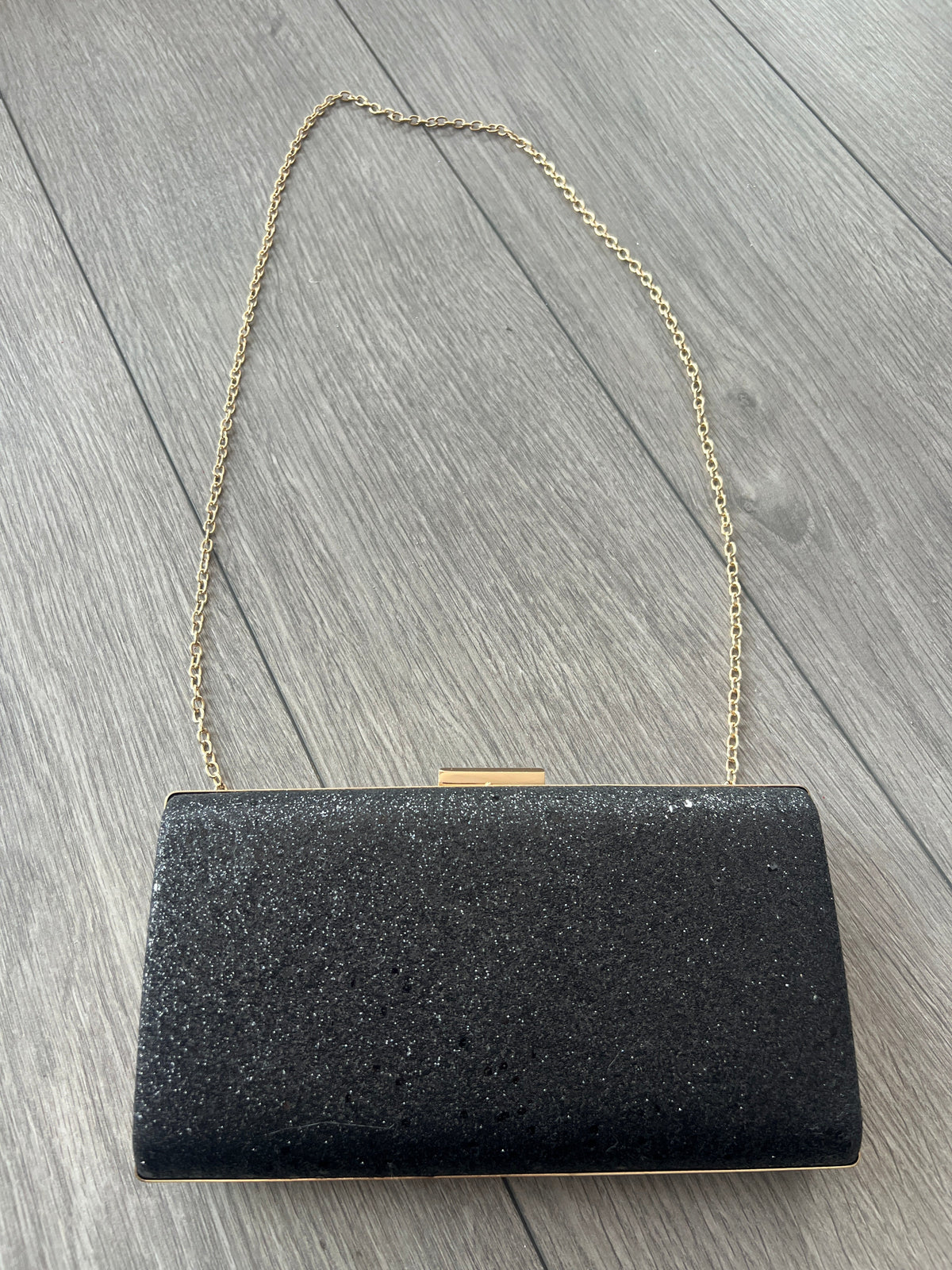 Black Glitter Box Clutch Bag-Fascinators Direct