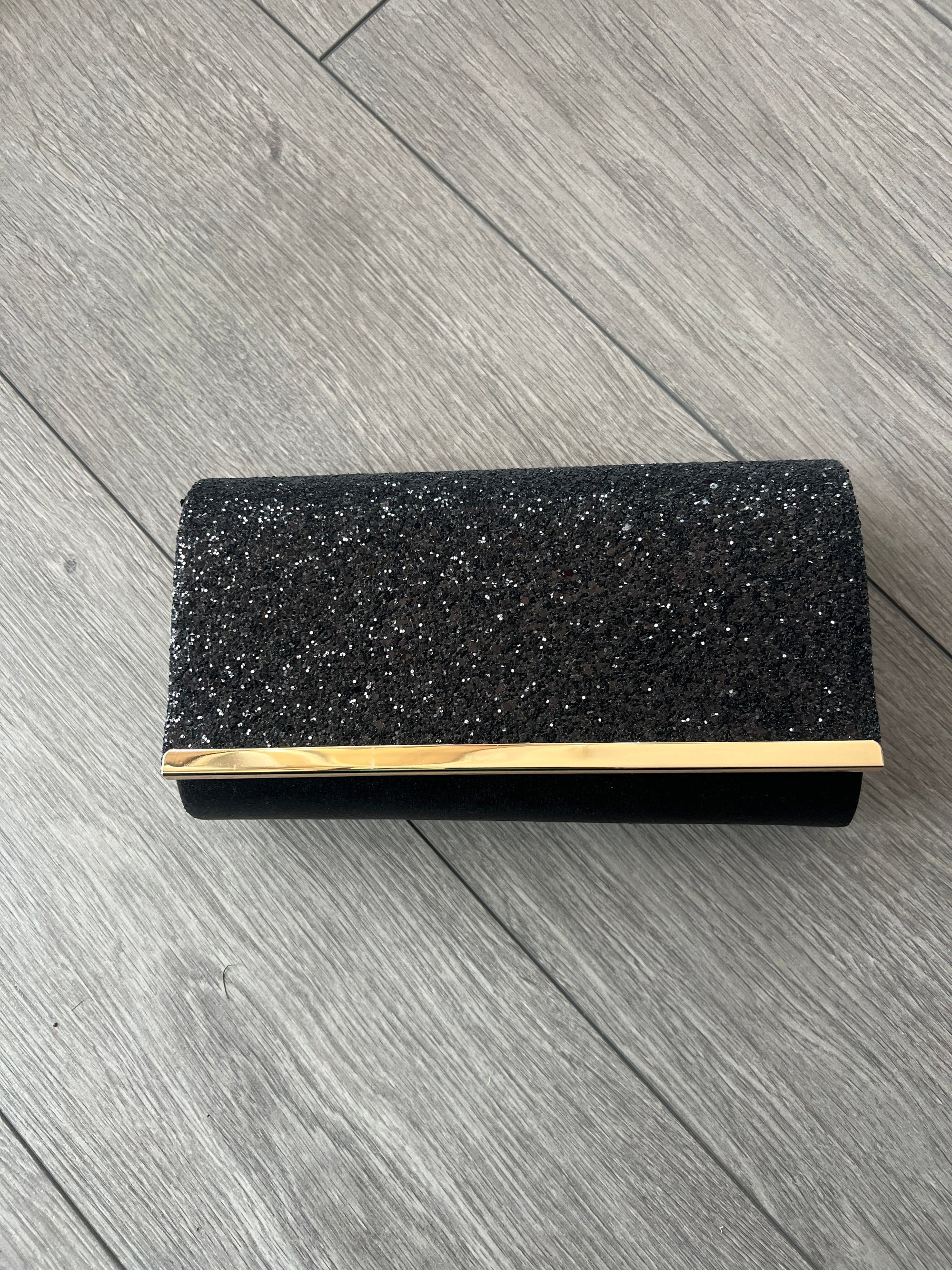 Black Glitter Clutch Bag-Fascinators Direct