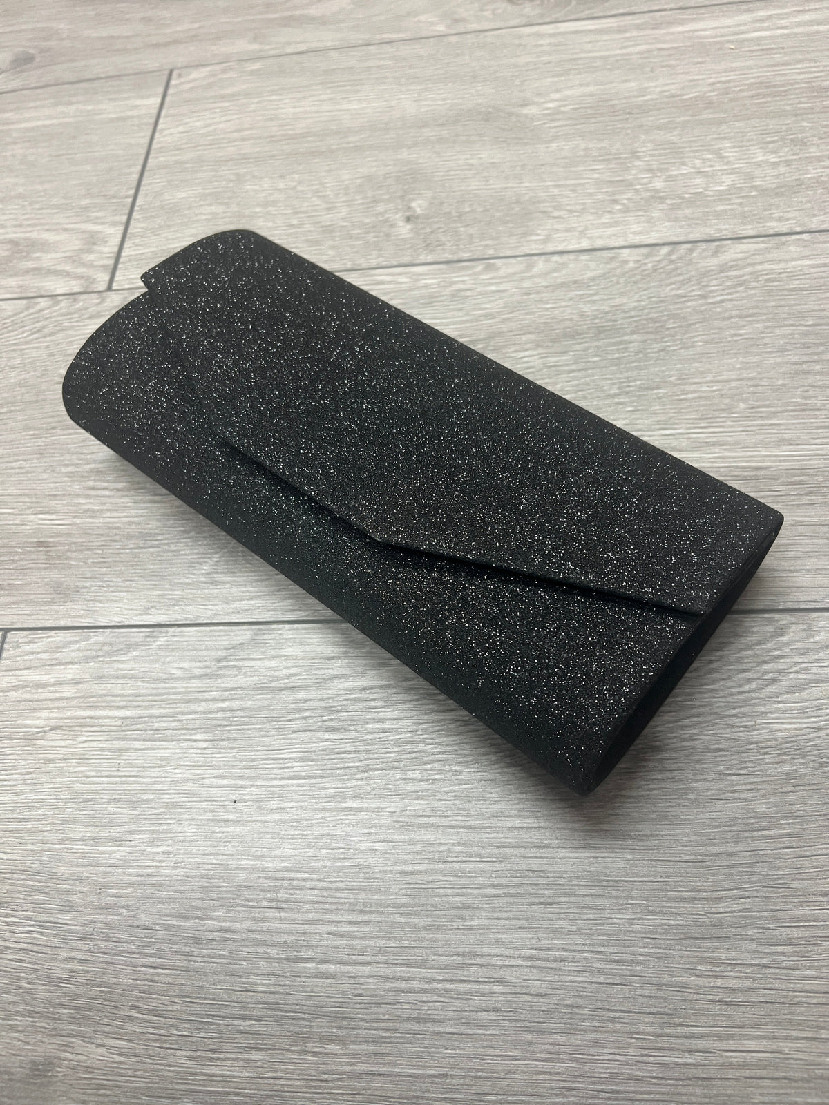 Black Glitter Clutch Bag-Fascinators Direct