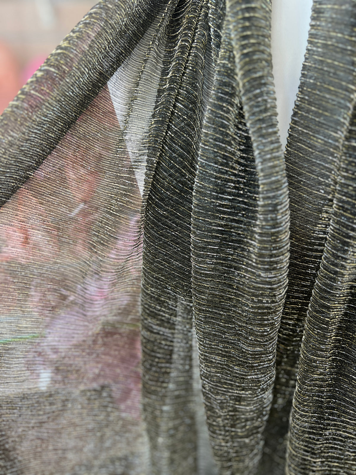 Black &amp; Gold Crinkle Shimmery Scarf-Fascinators Direct