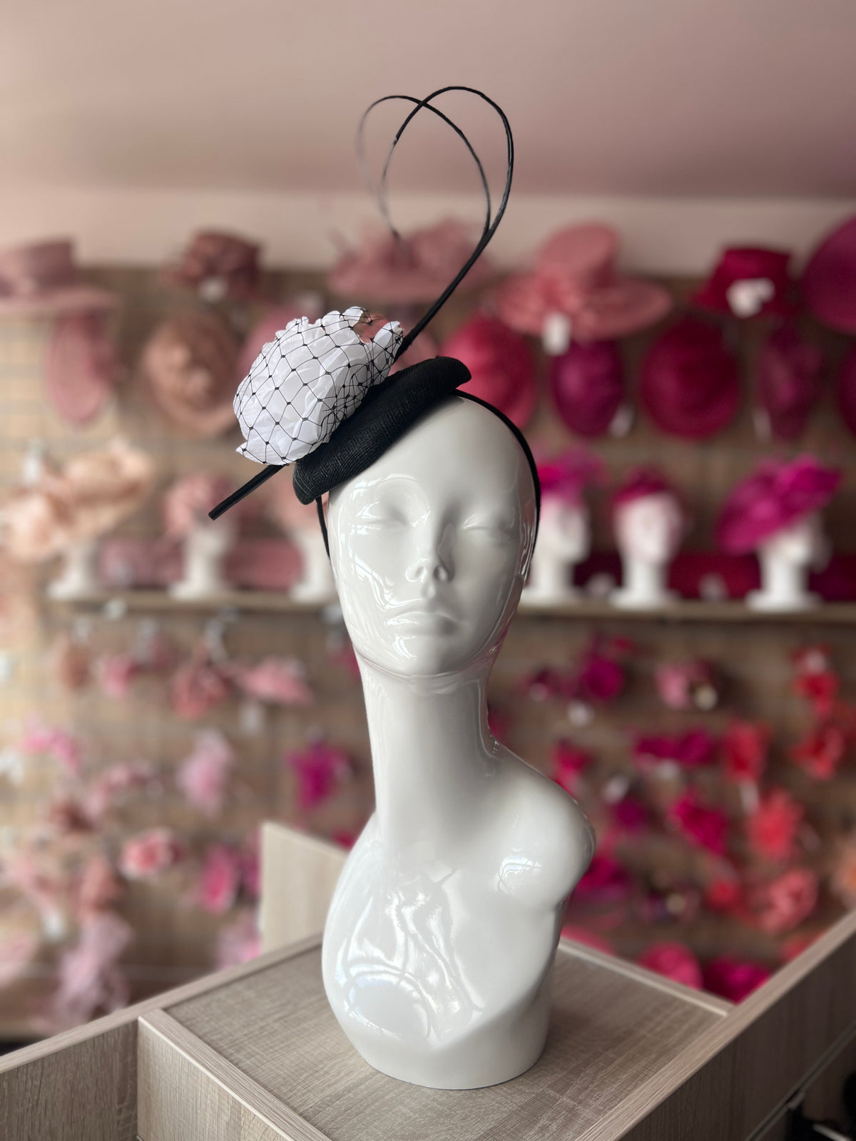 Black Hair Fascinator with White Flower &amp; Quills-Fascinators Direct