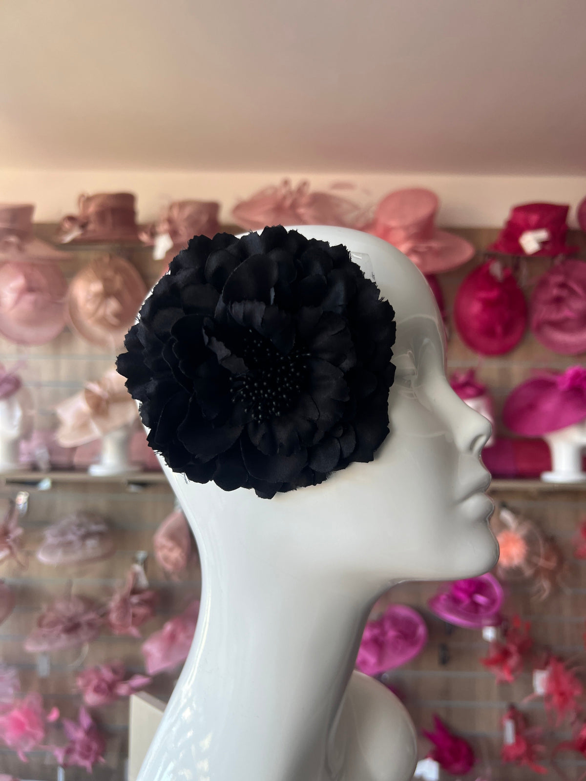 Black Hair Flower Fascinator Clip-Fascinators Direct