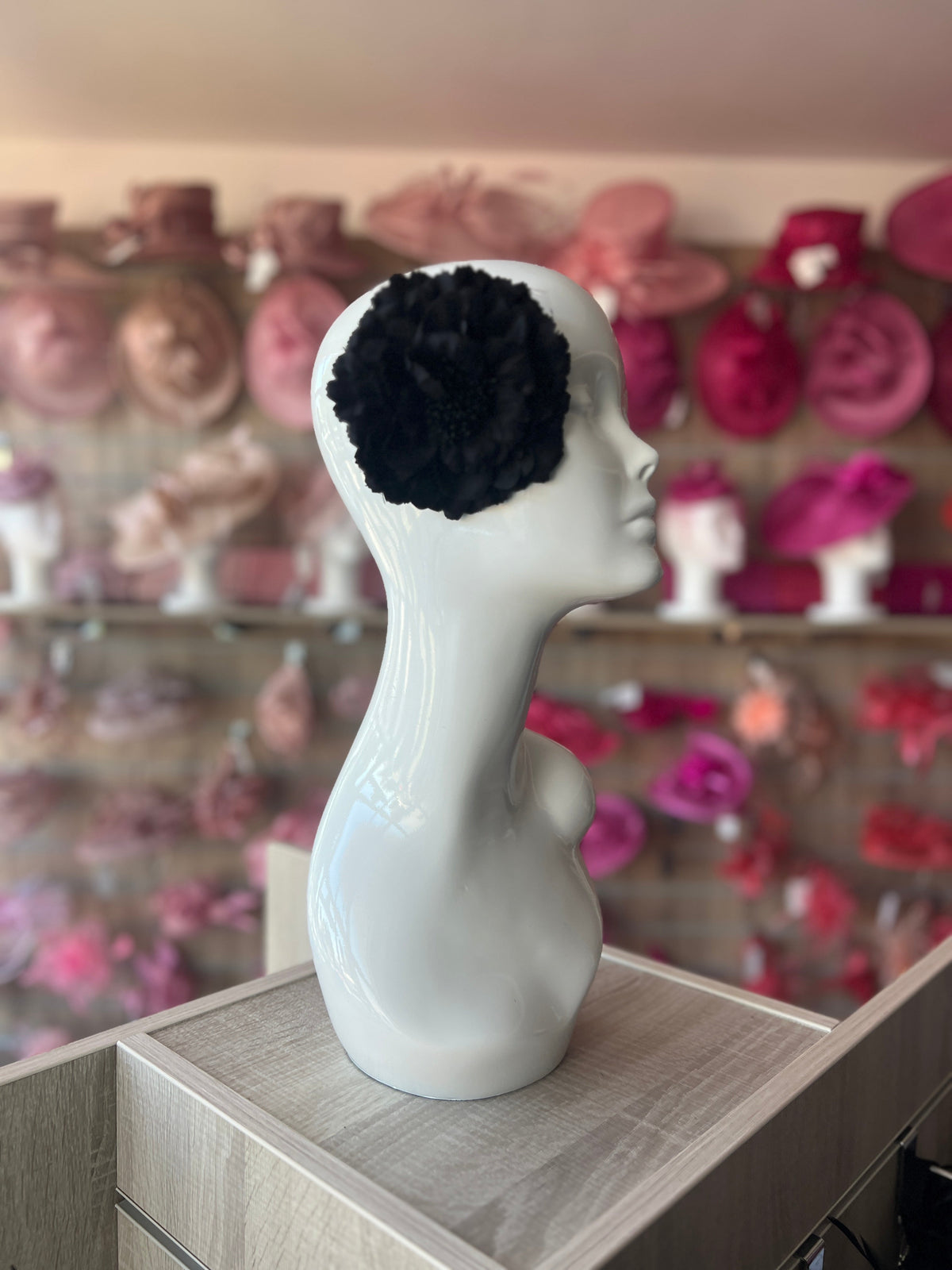 Black Hair Flower Fascinator Clip-Fascinators Direct