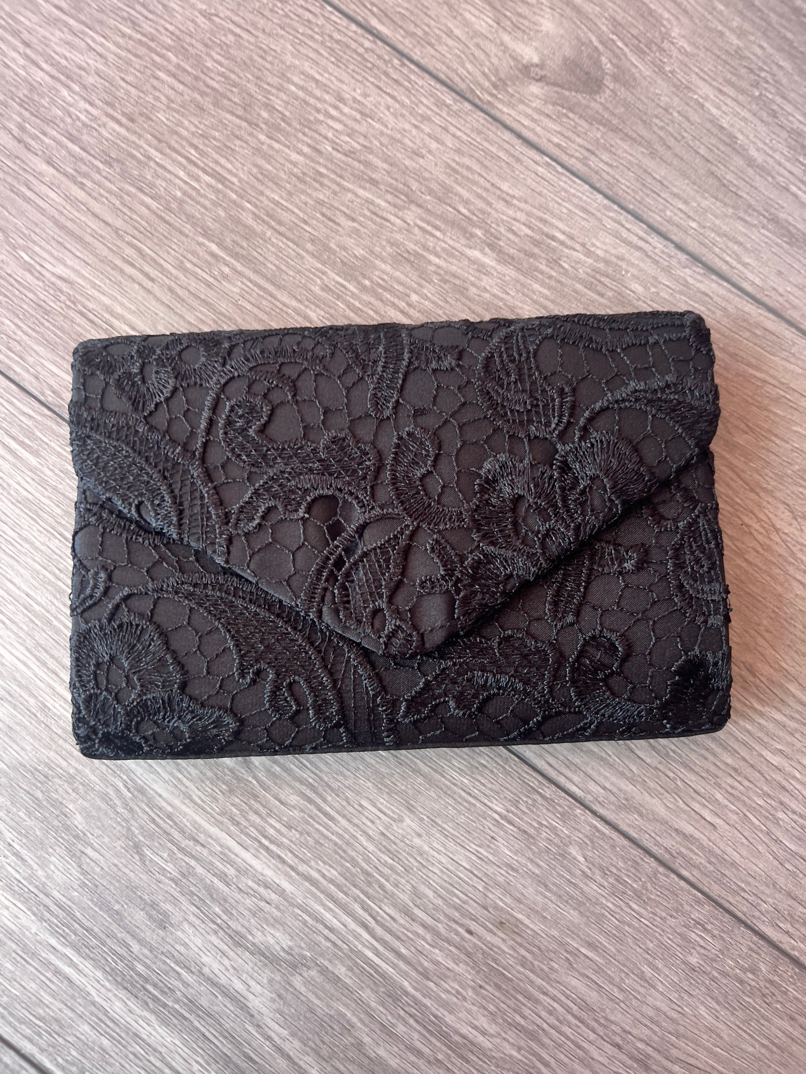 Black Lace Envelope Clutch Bag-Fascinators Direct