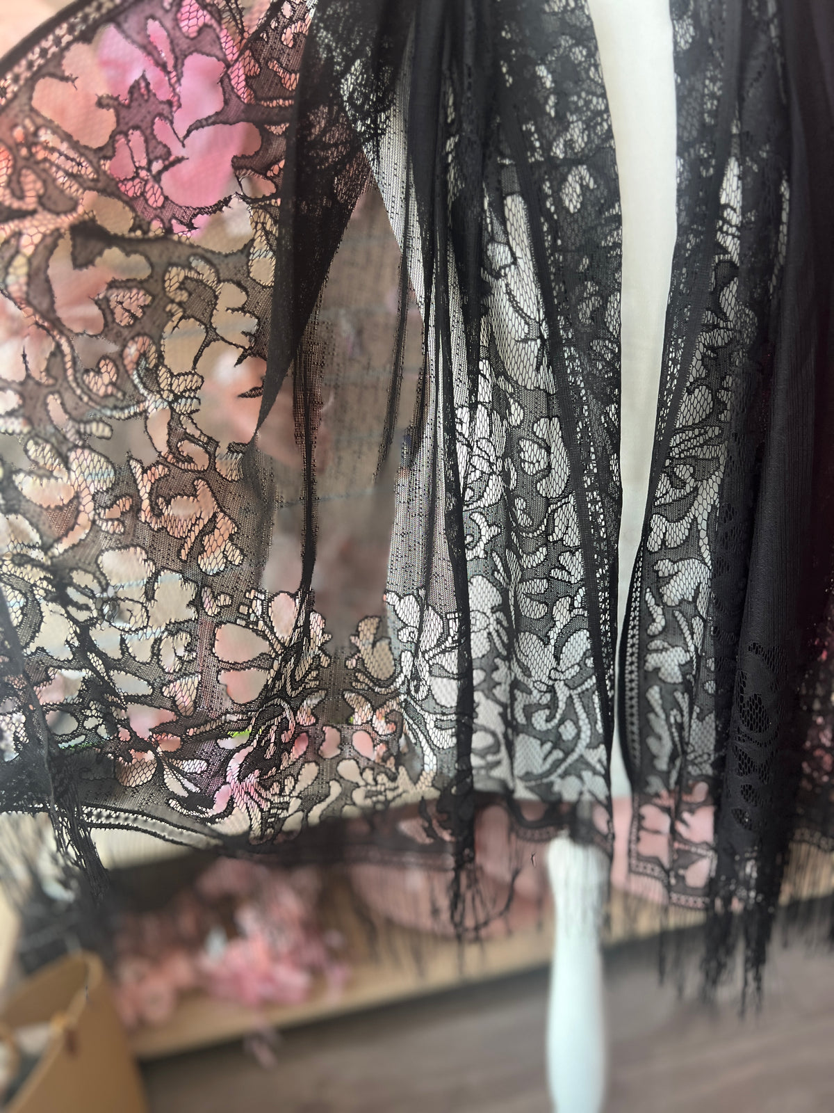 Black Lace Shawl-Fascinators Direct