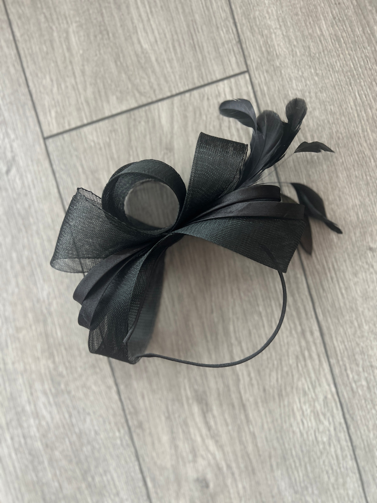 Black Large Loop Crinoline &amp; Satin Headband Fascinator-Fascinators Direct