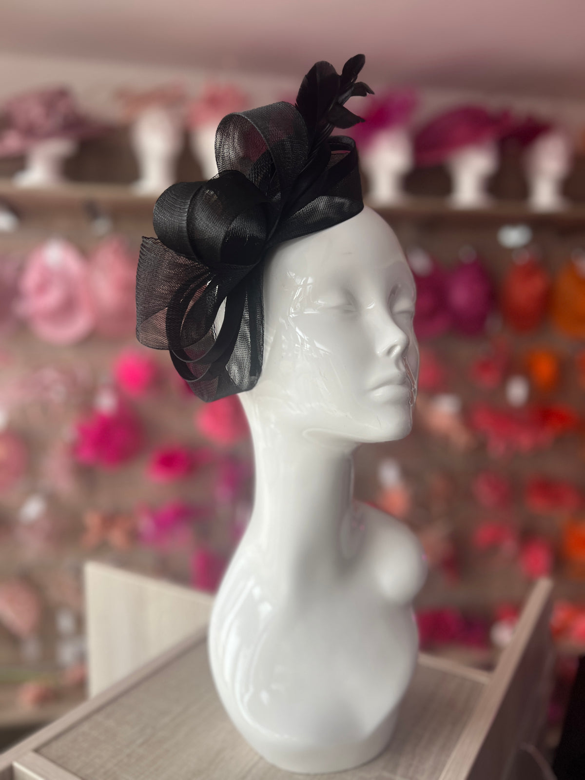 Black Large Loop Crinoline &amp; Satin Headband Fascinator-Fascinators Direct