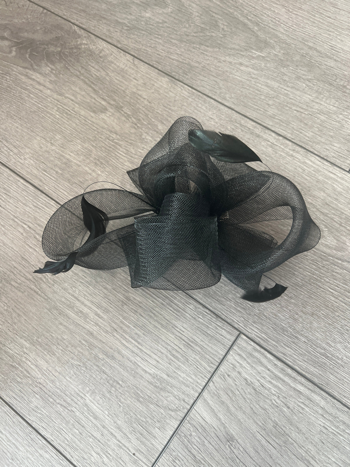 Black Large Loop Fascinator With Feathers-Fascinators Direct
