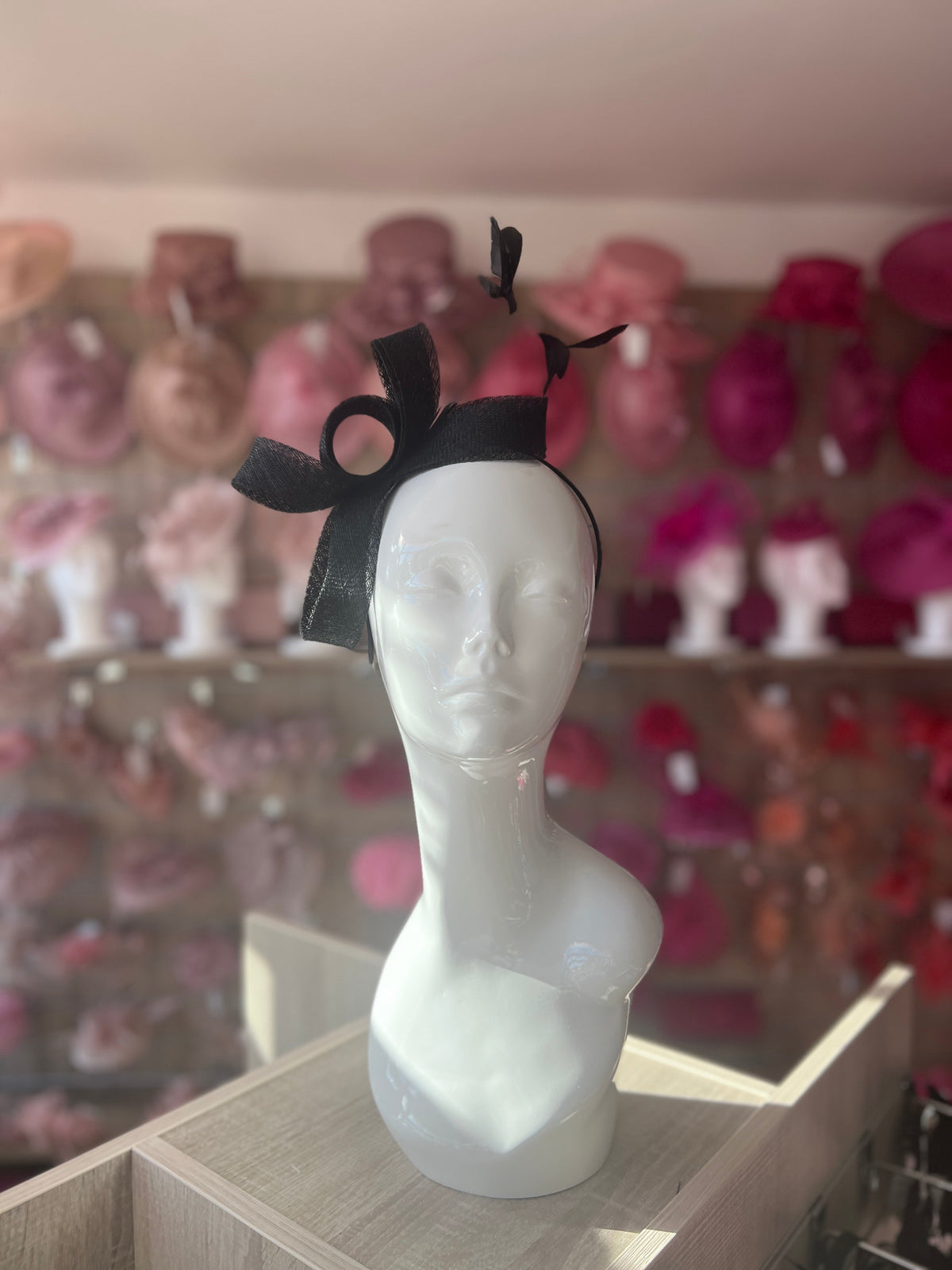 Black Large Loop Feather Headband Fascinator-Fascinators Direct