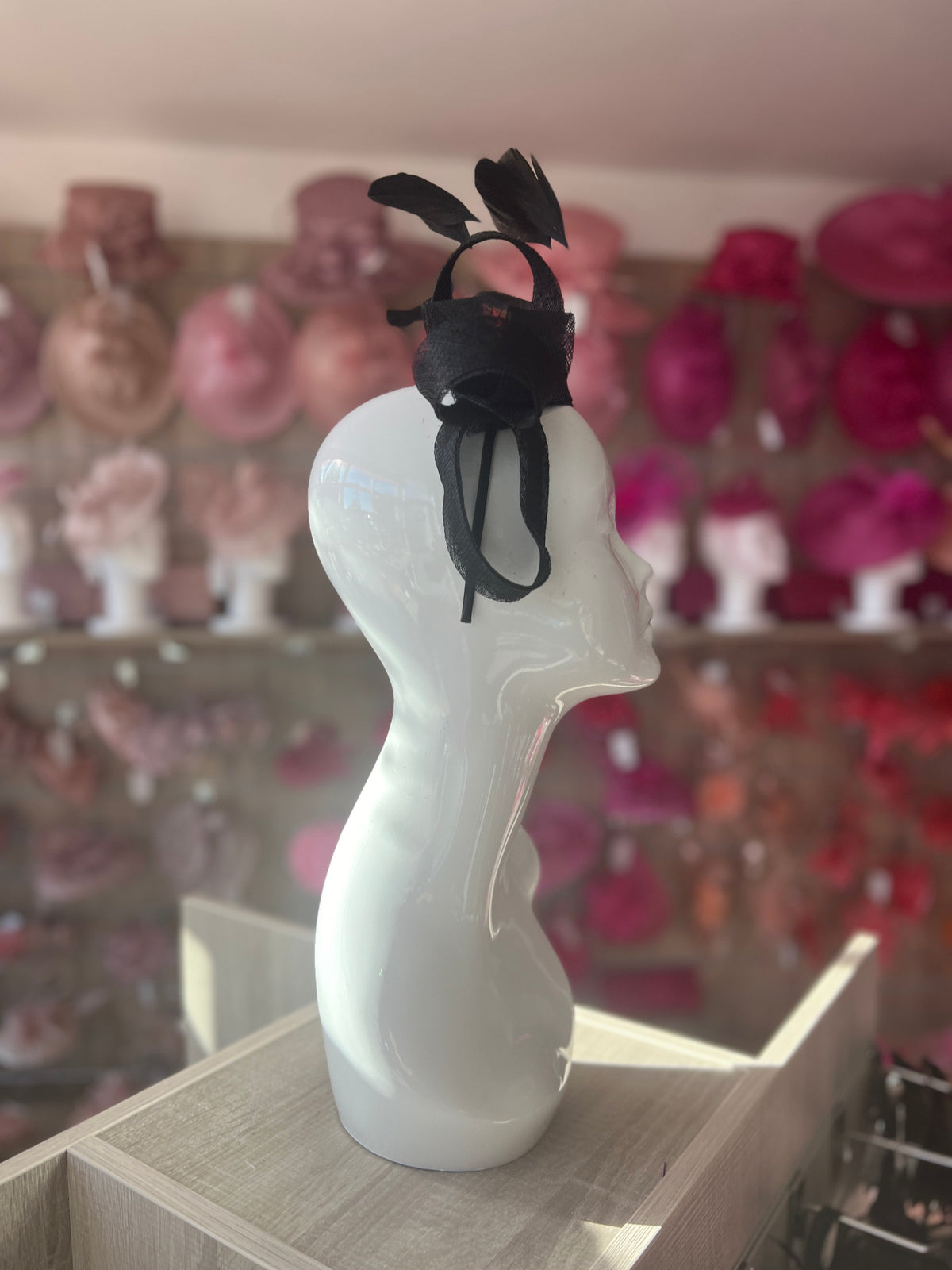 Black Large Loop Feather Headband Fascinator-Fascinators Direct