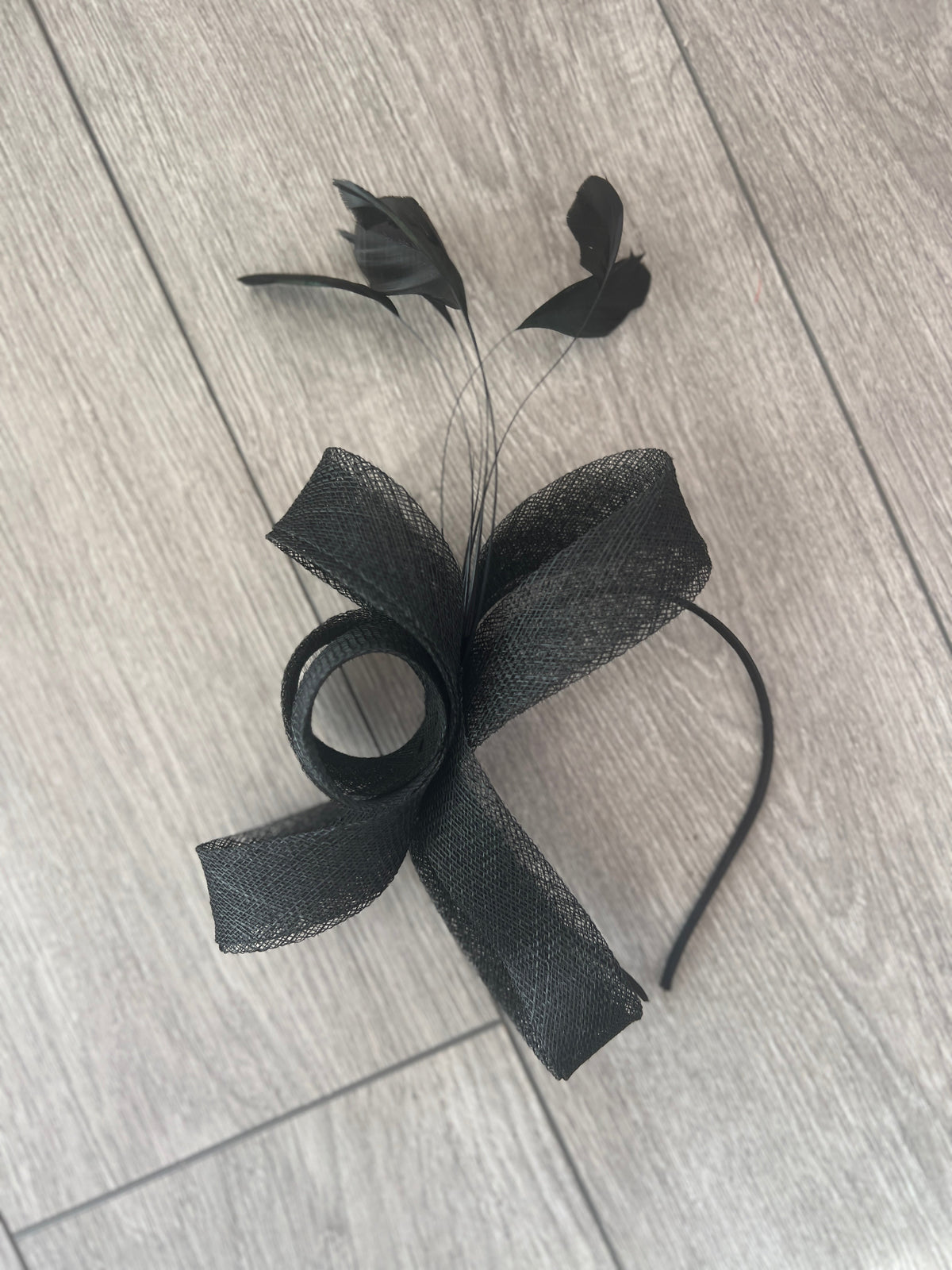 Black Large Loop Feather Headband Fascinator-Fascinators Direct